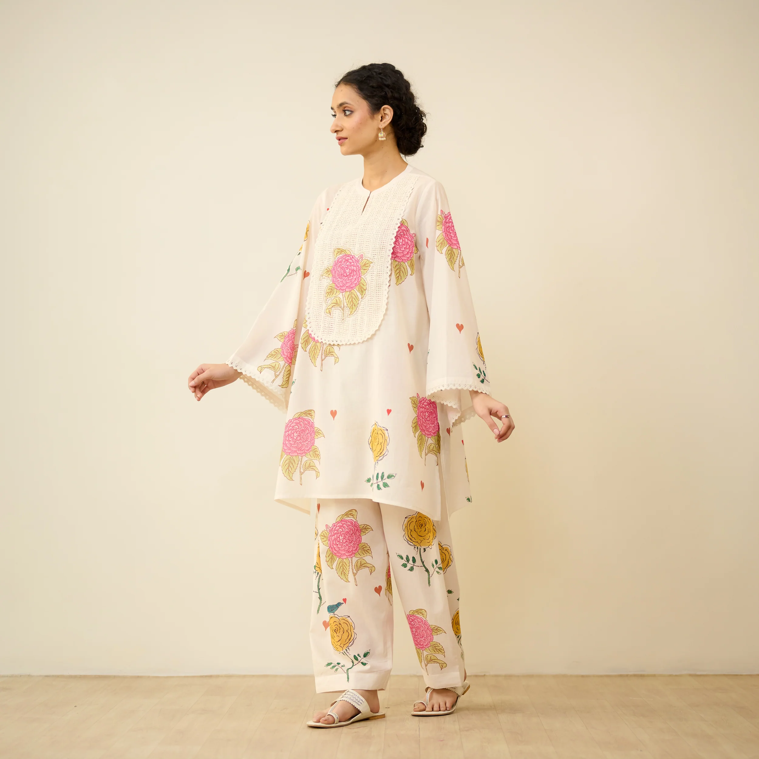 Dilruba Semi Festive Mulmul Cotton Salwar Set - Ivory - Image 5