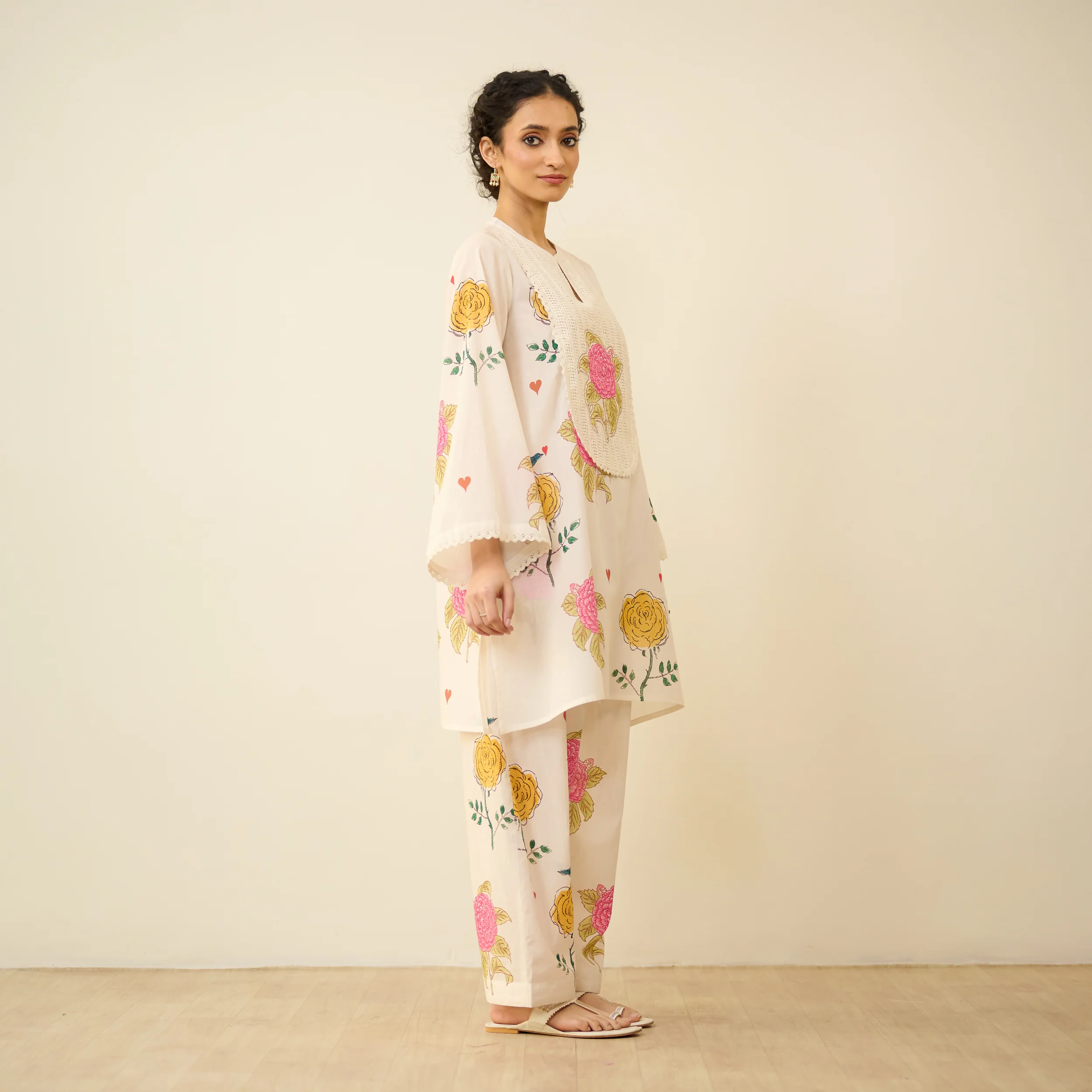 Dilruba Semi Festive Mulmul Cotton Salwar Set - Ivory - Image 6
