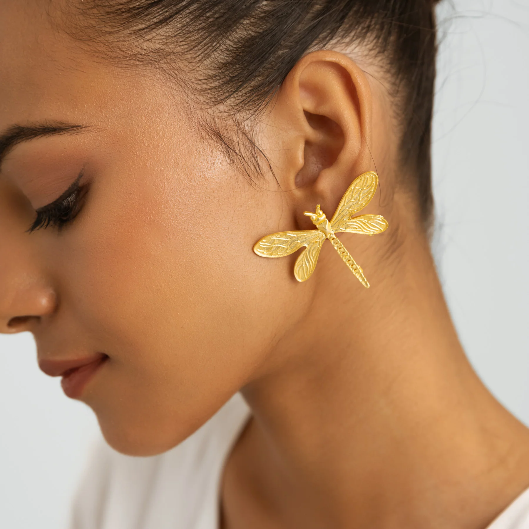 Dragonfly Earrings - Gold - Image 2