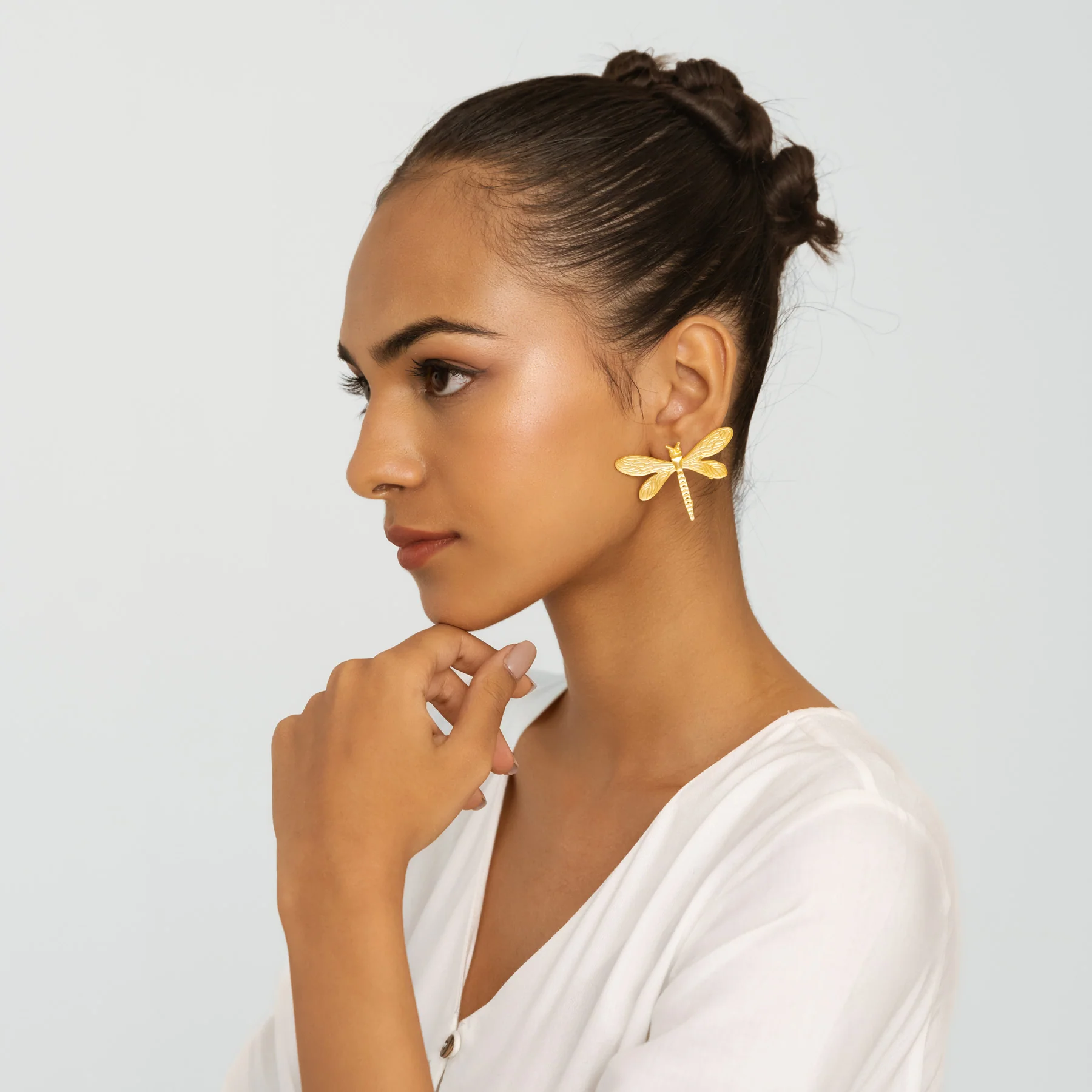 Dragonfly Earrings - Gold - Image 3