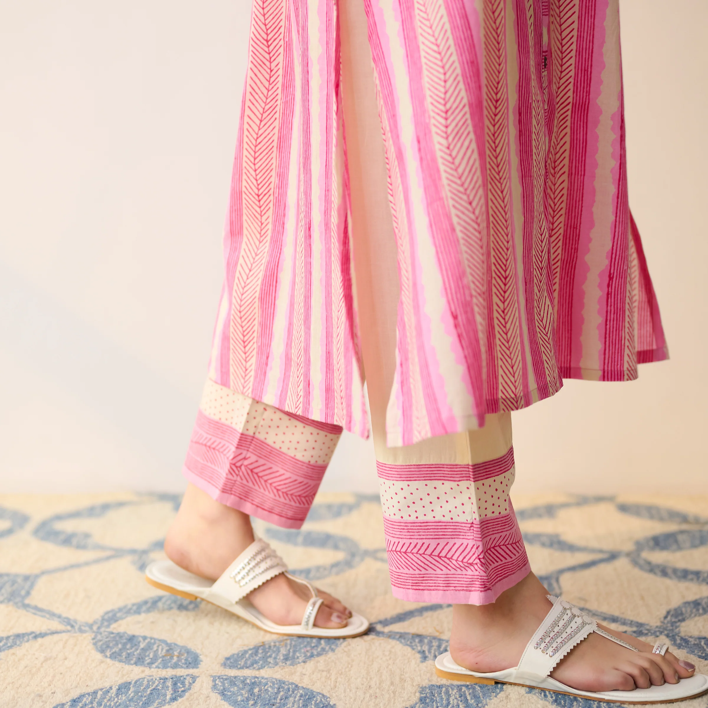 Dusty Pink Cotton Shirt Kurta with Pant - Image 3