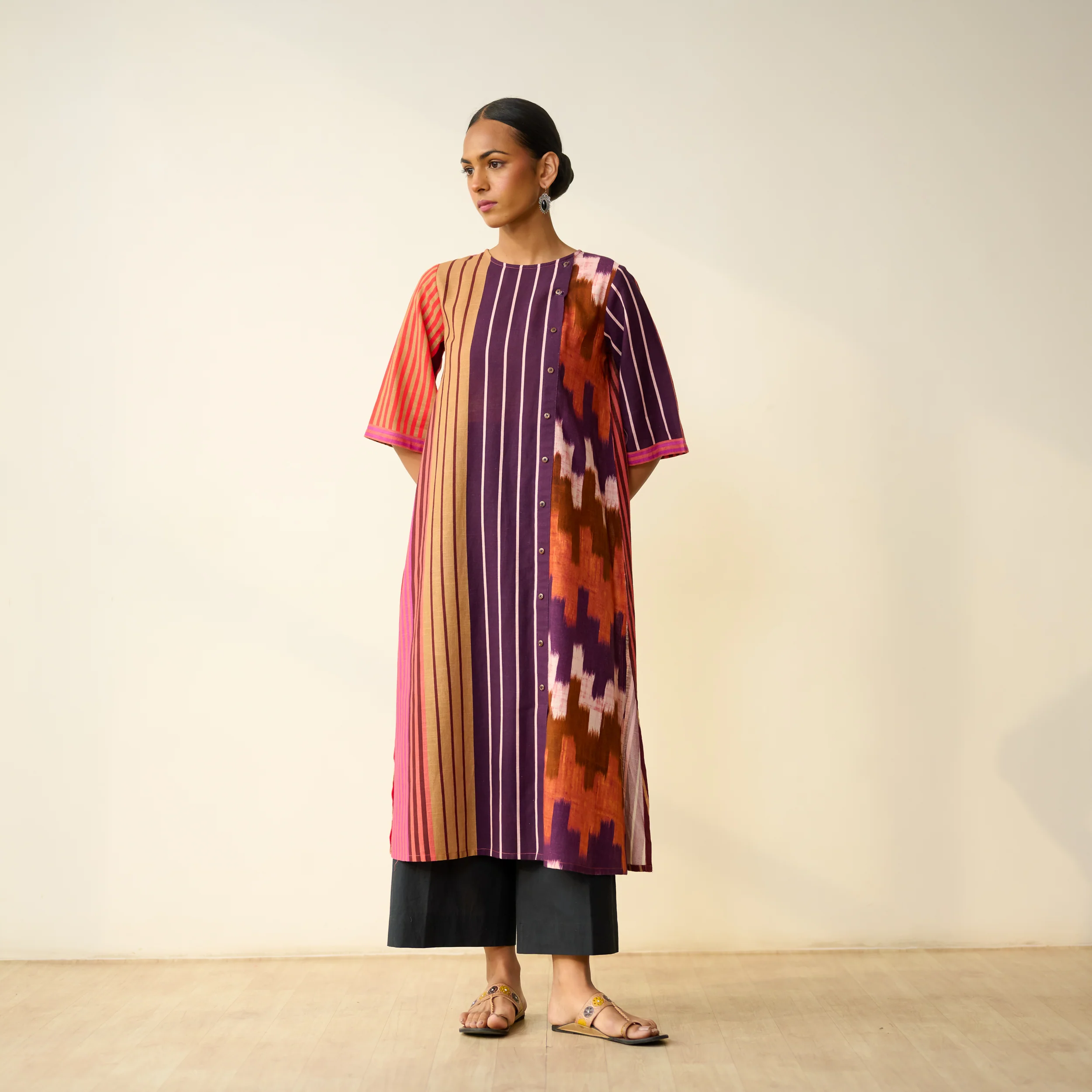 Earth Slub Cotton Kurta - Multicolour - Image 3