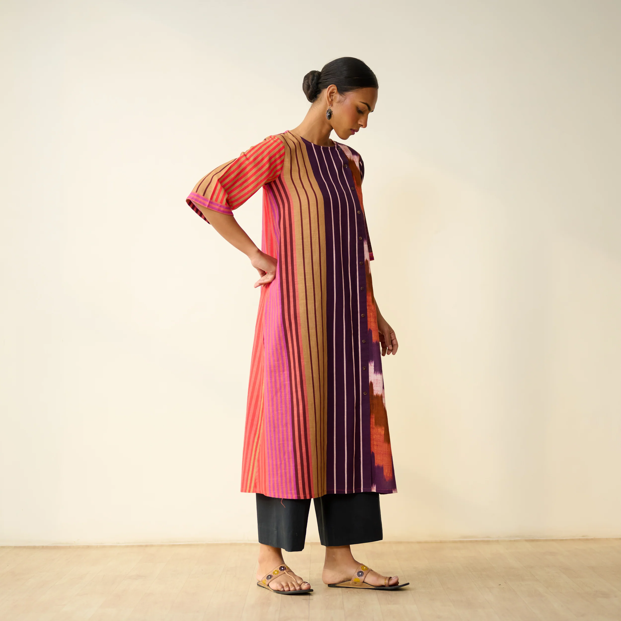 Earth Slub Cotton Kurta - Multicolour - Image 7