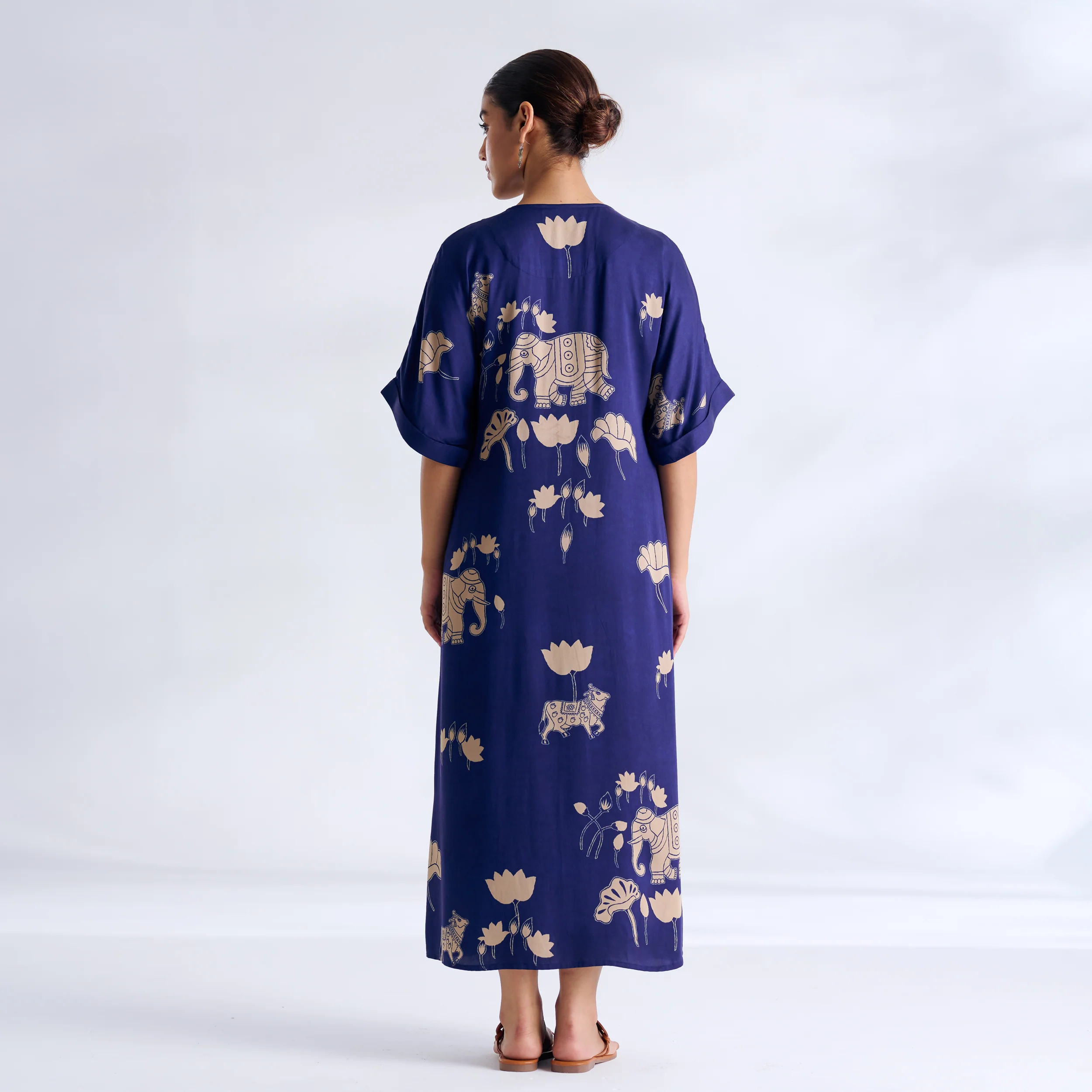 Ele Fun Modal Satin Dress - Royal Blue - Image 8