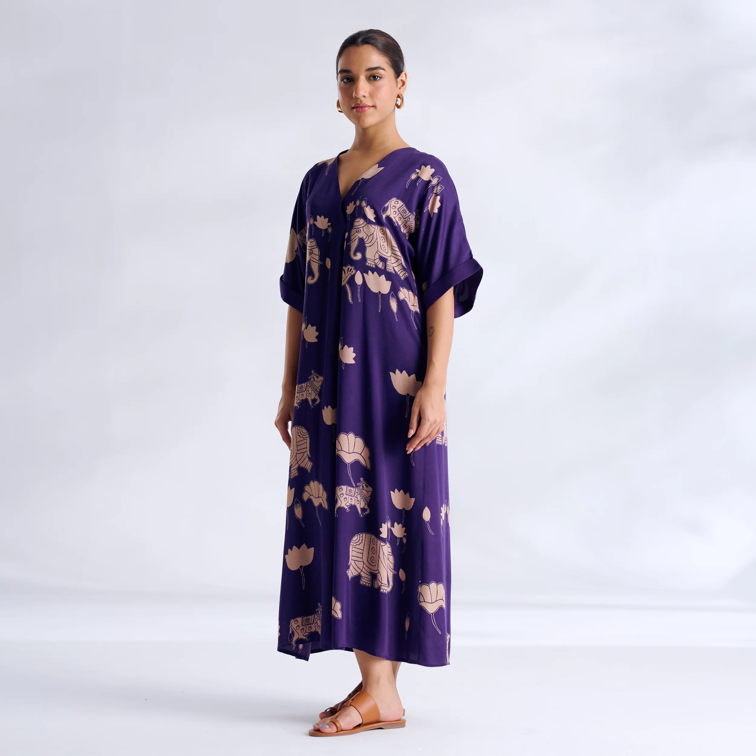 Ele Fun Modal Satin Dress - Violet - Image 6