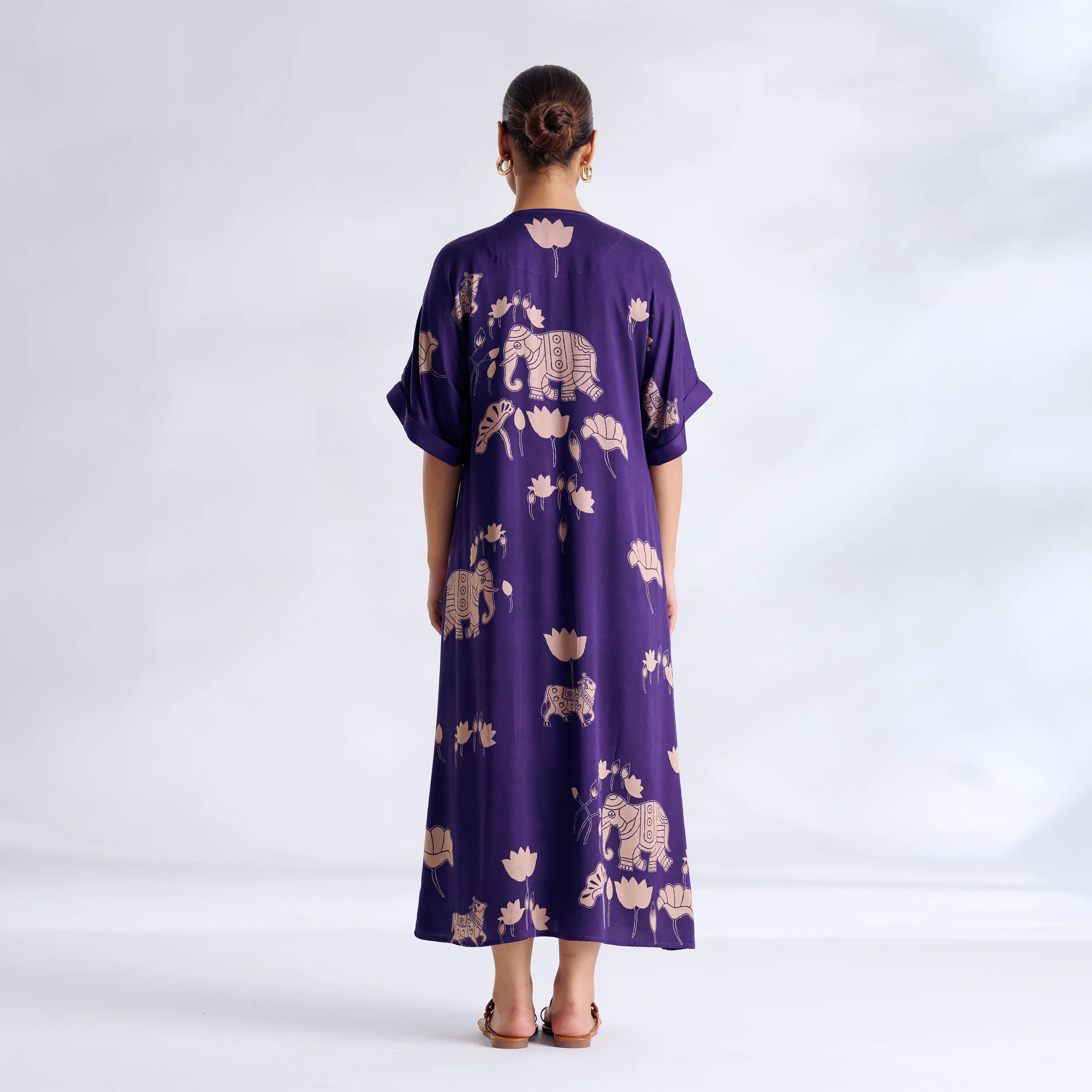 Ele Fun Modal Satin Dress - Violet - Image 7
