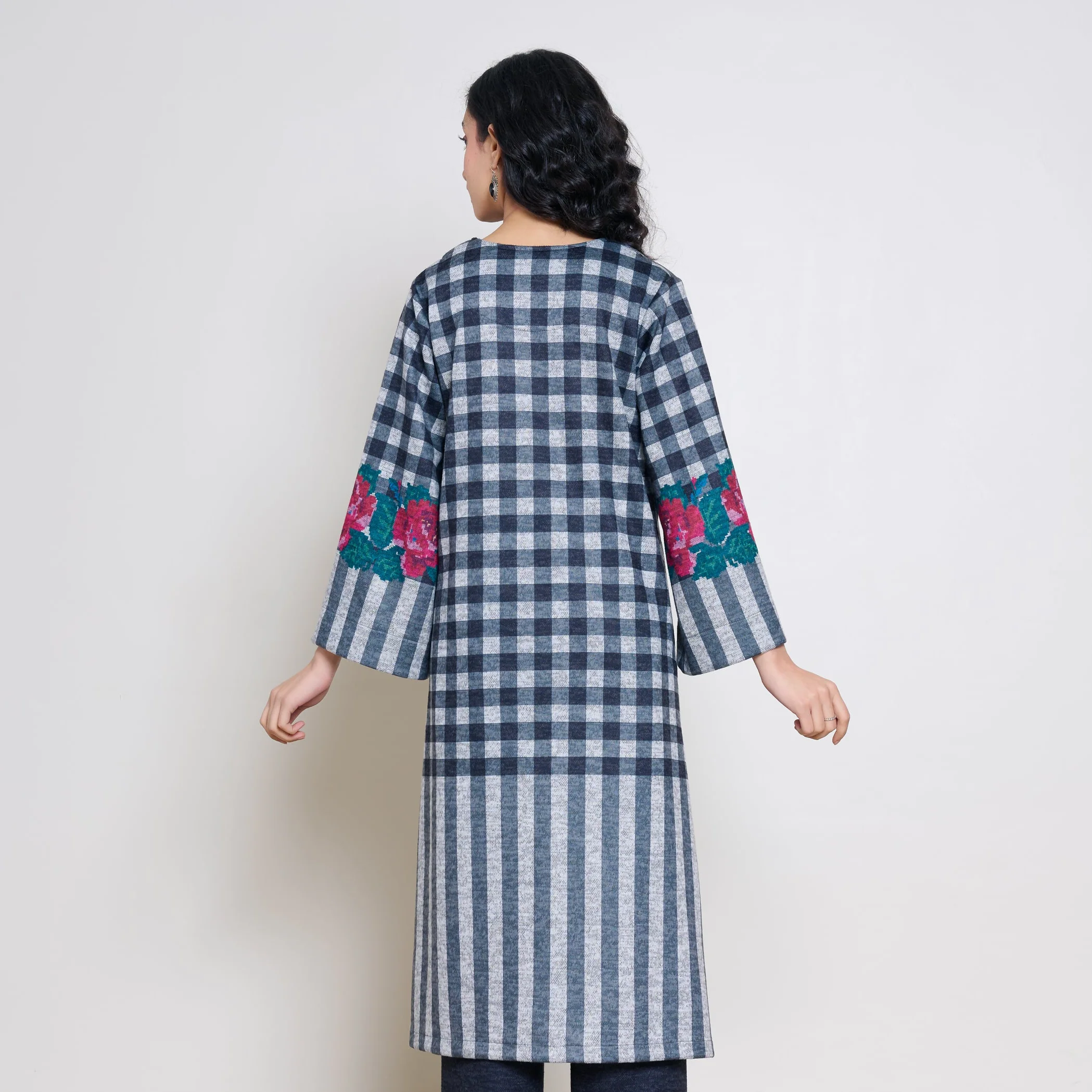 Evermore Woollen Hand Embroidered Kurta - Charcoal - Image 7