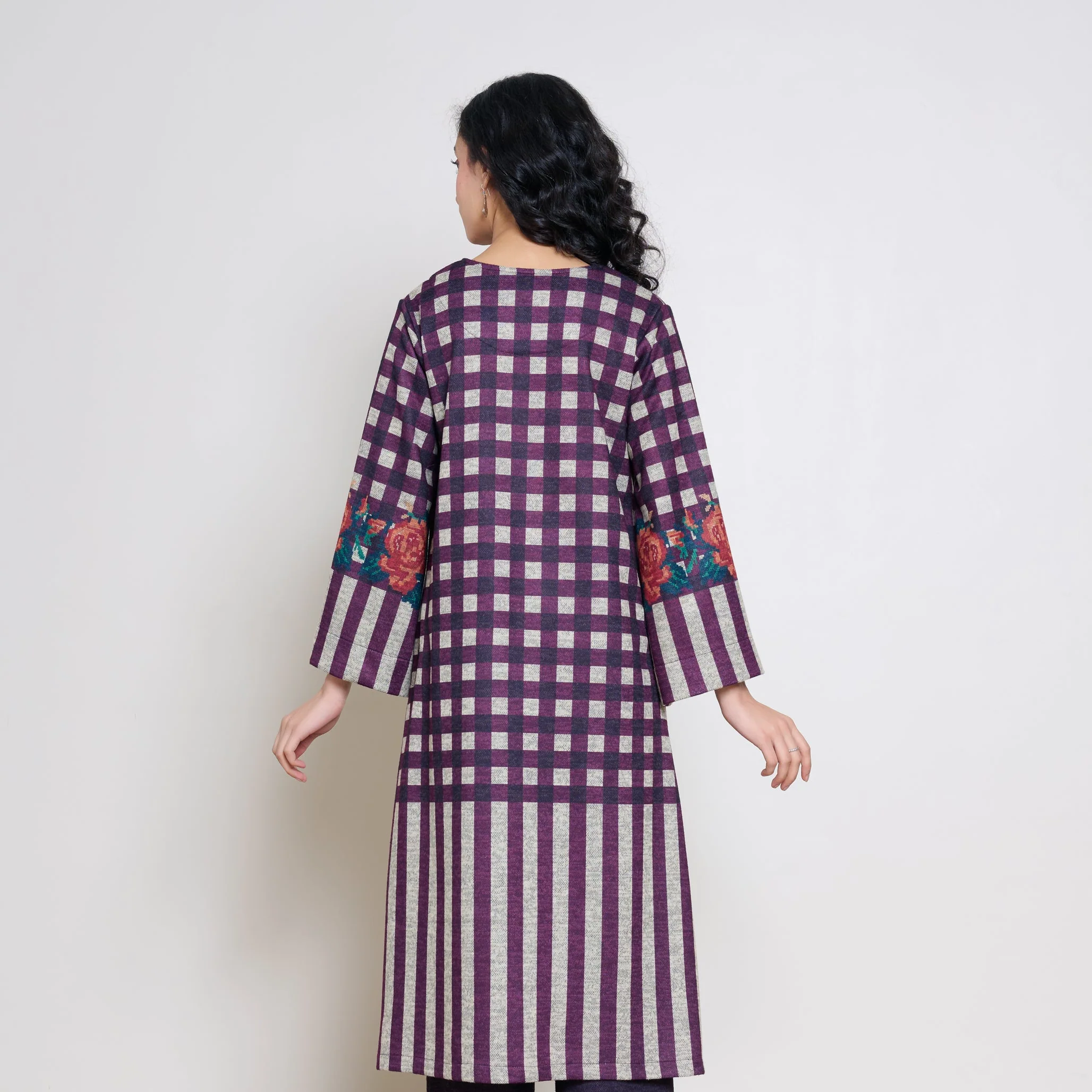 Evermore Woollen Hand Embroidered Kurta - Cherry Lacquer - Image 7