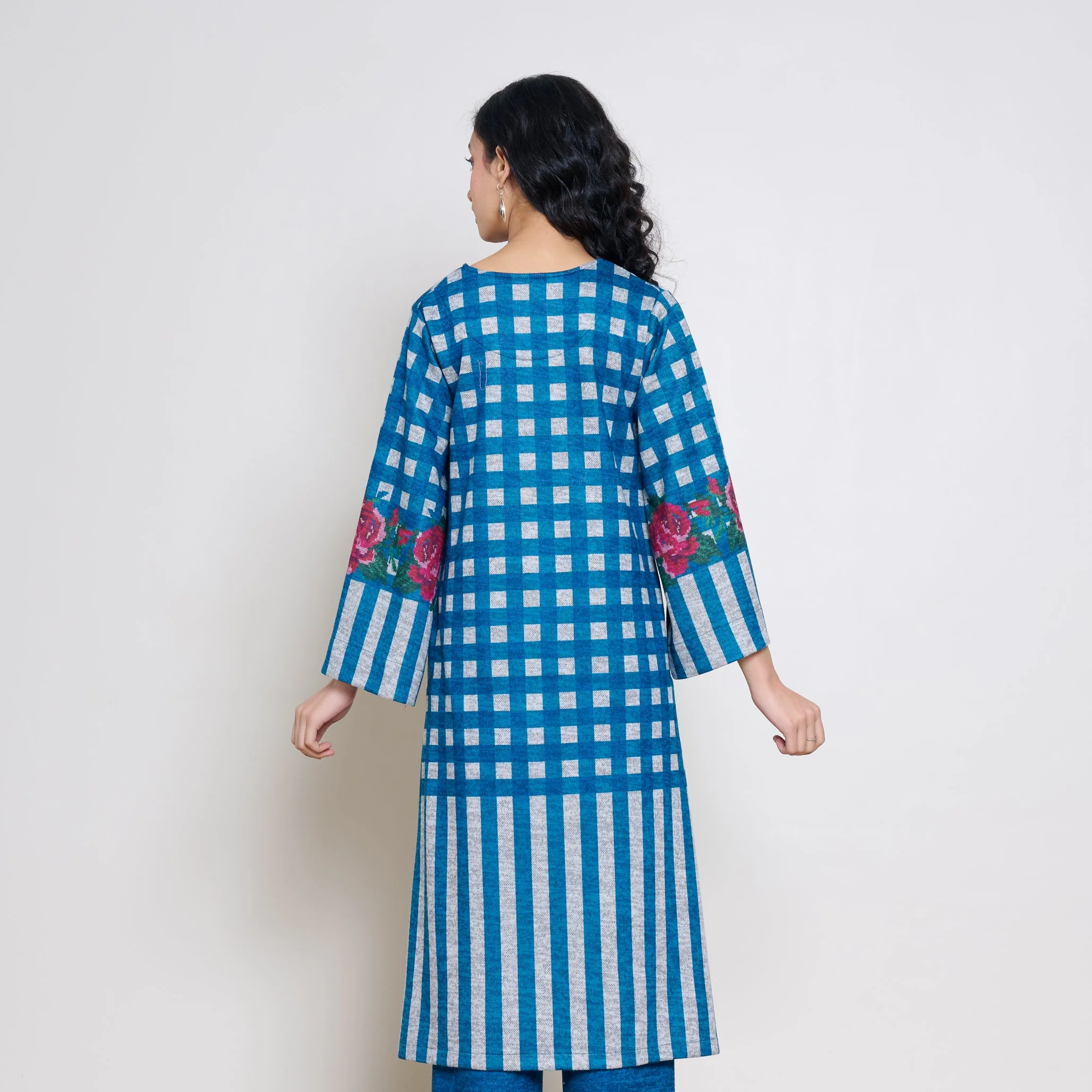 Evermore Woollen Hand Embroidered Kurta - Transformative Teal - Image 6