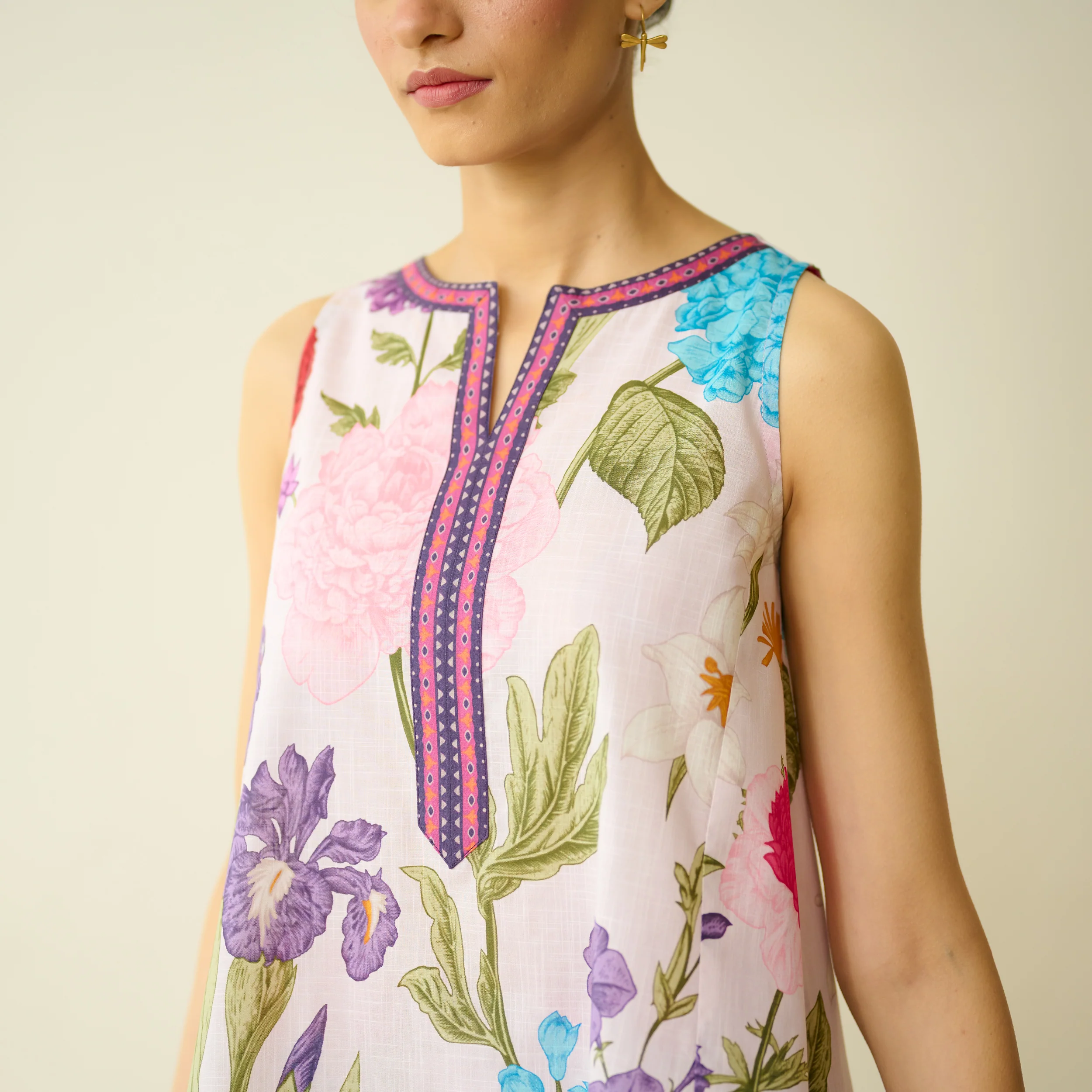 Flower Garden Slub Cotton Farsi Coord Set - Soft Pink - Image 4