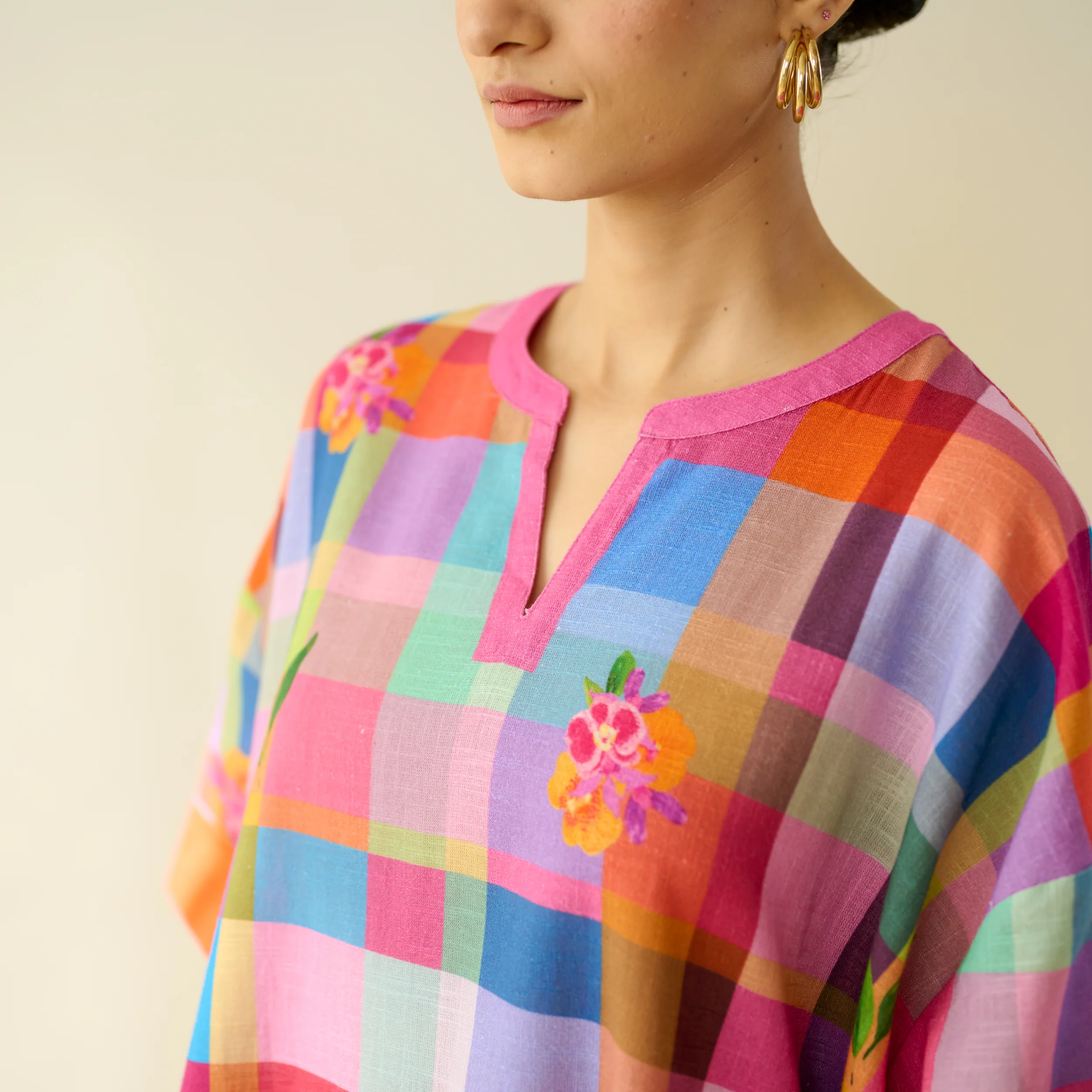 Galleria Pure Slub Cotton Kurta - Multicolour - Image 3