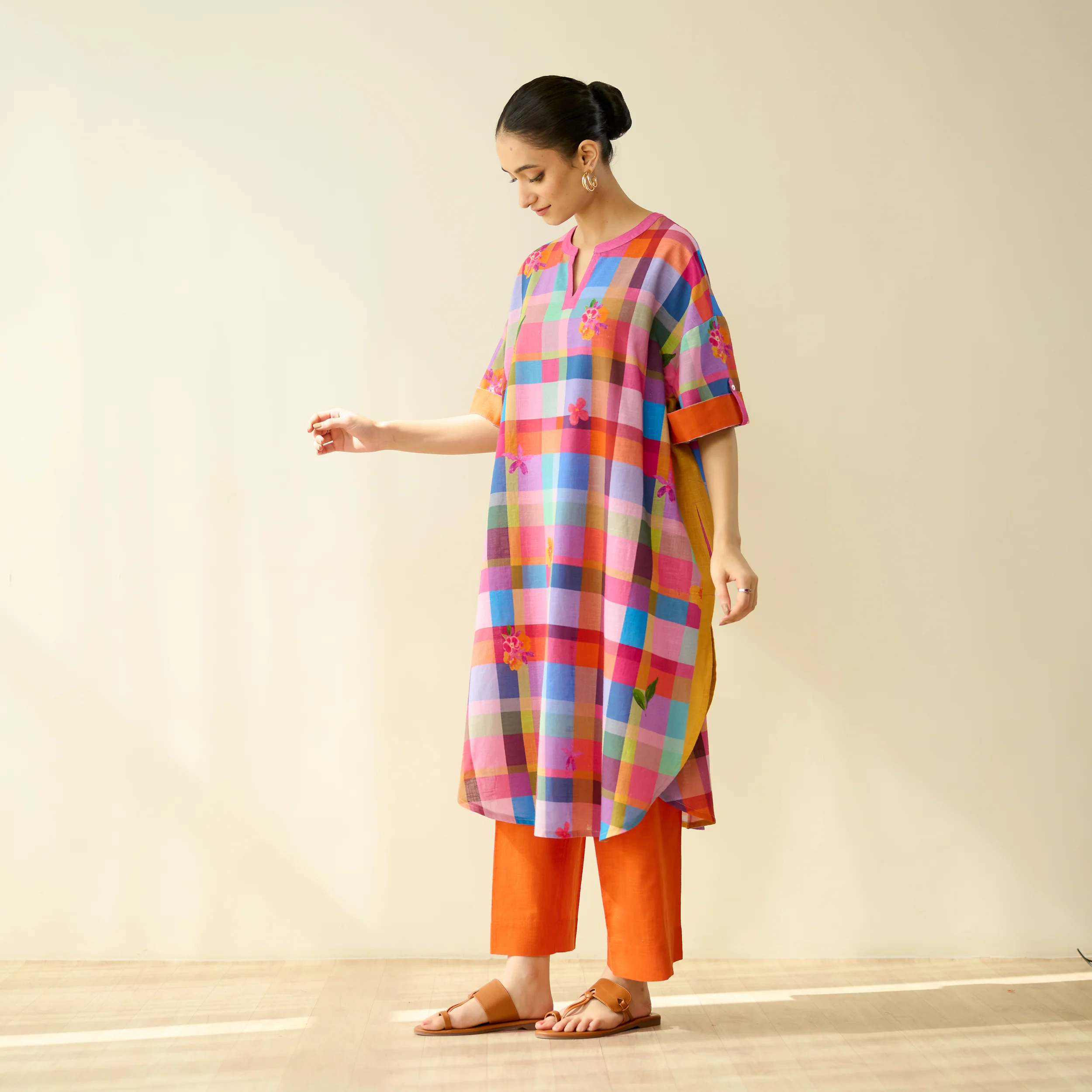 Galleria Pure Slub Cotton Kurta - Multicolour - Image 4