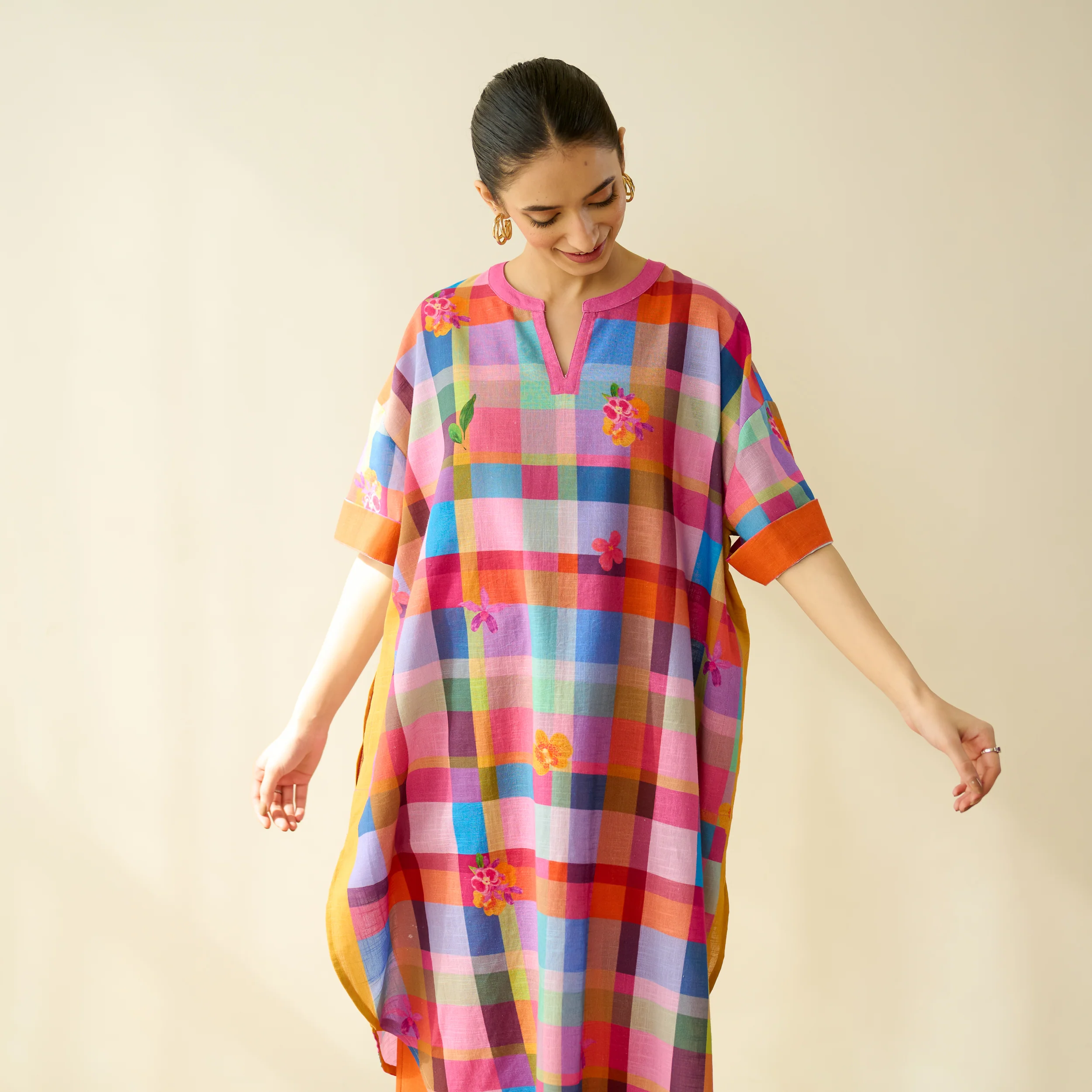 Galleria Pure Slub Cotton Kurta - Multicolour - Image 5