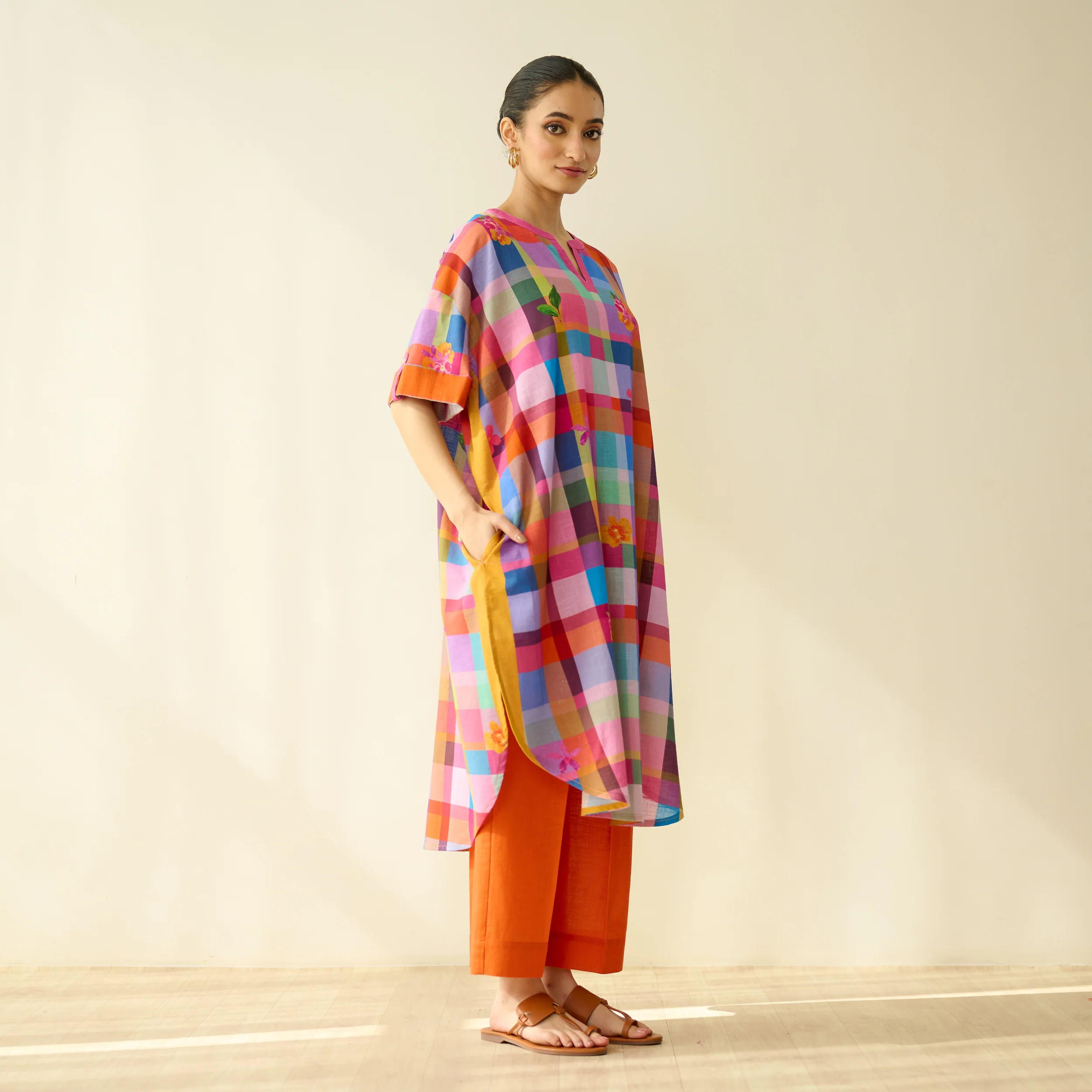Galleria Pure Slub Cotton Kurta - Multicolour - Image 6