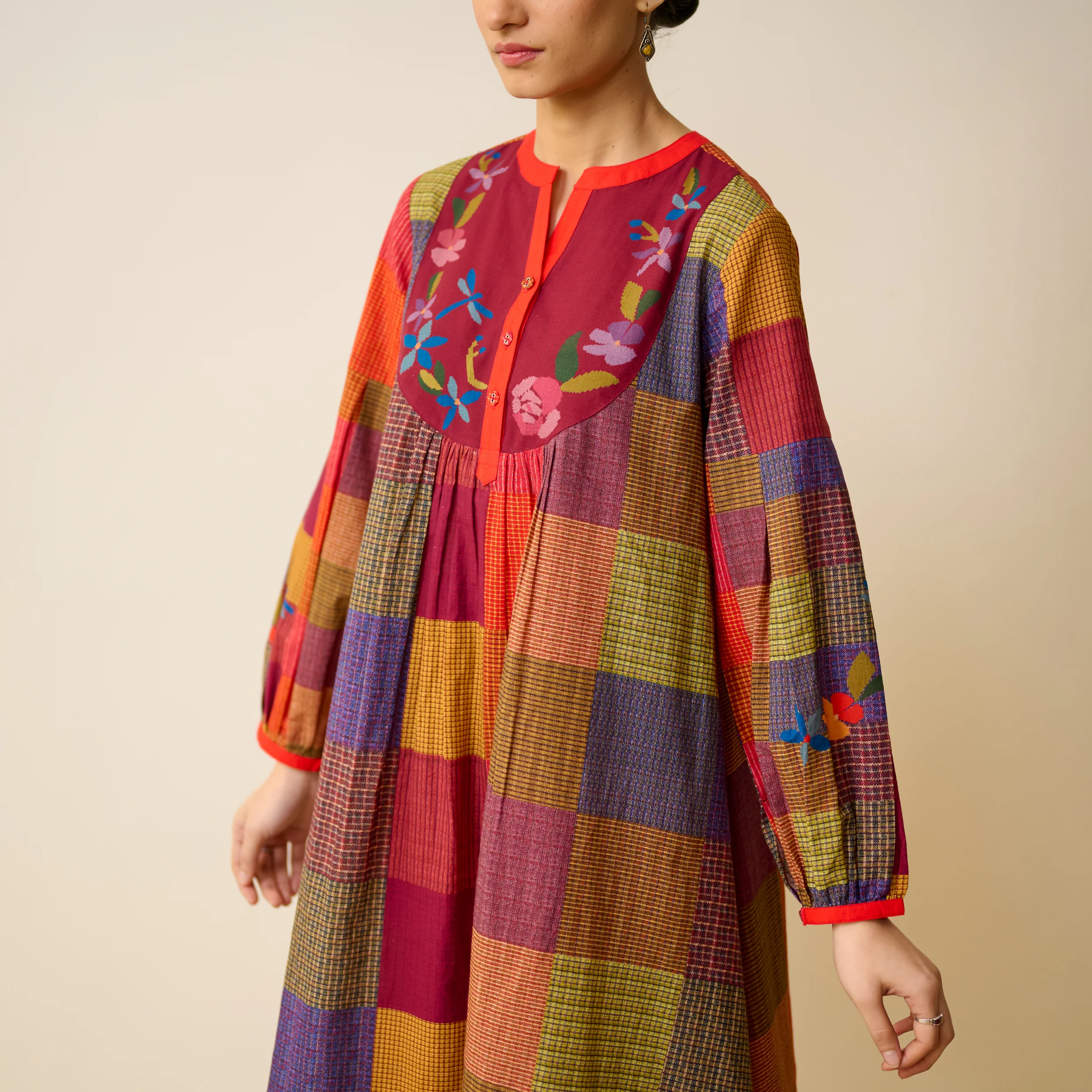 Garden Flora Fine Slub Cotton Kurta Set - Multicolour - Image 9