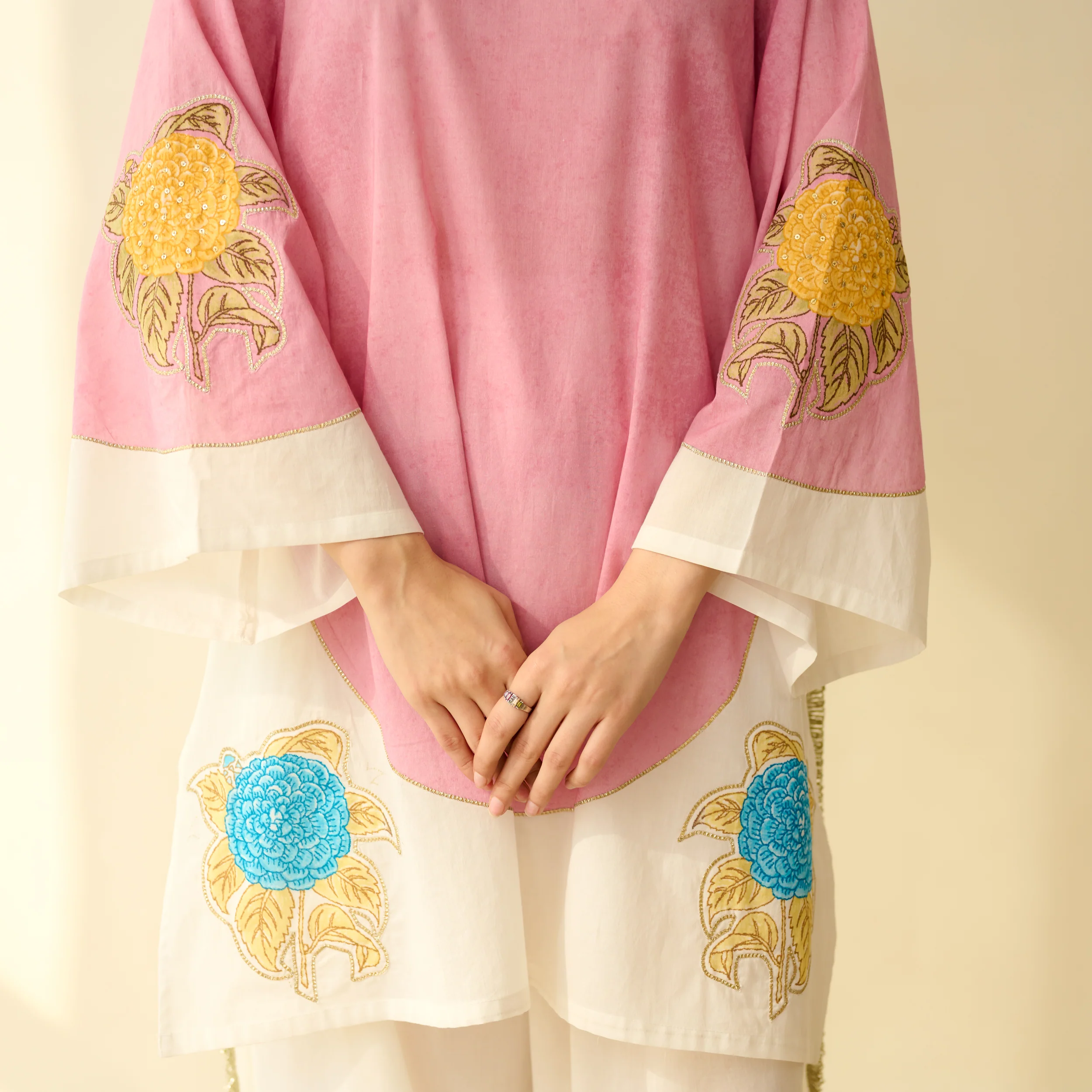 Gulabo Semi Festive Mulmul Cotton Salwar Set with Dupatta - Makhmali Pink - Image 7