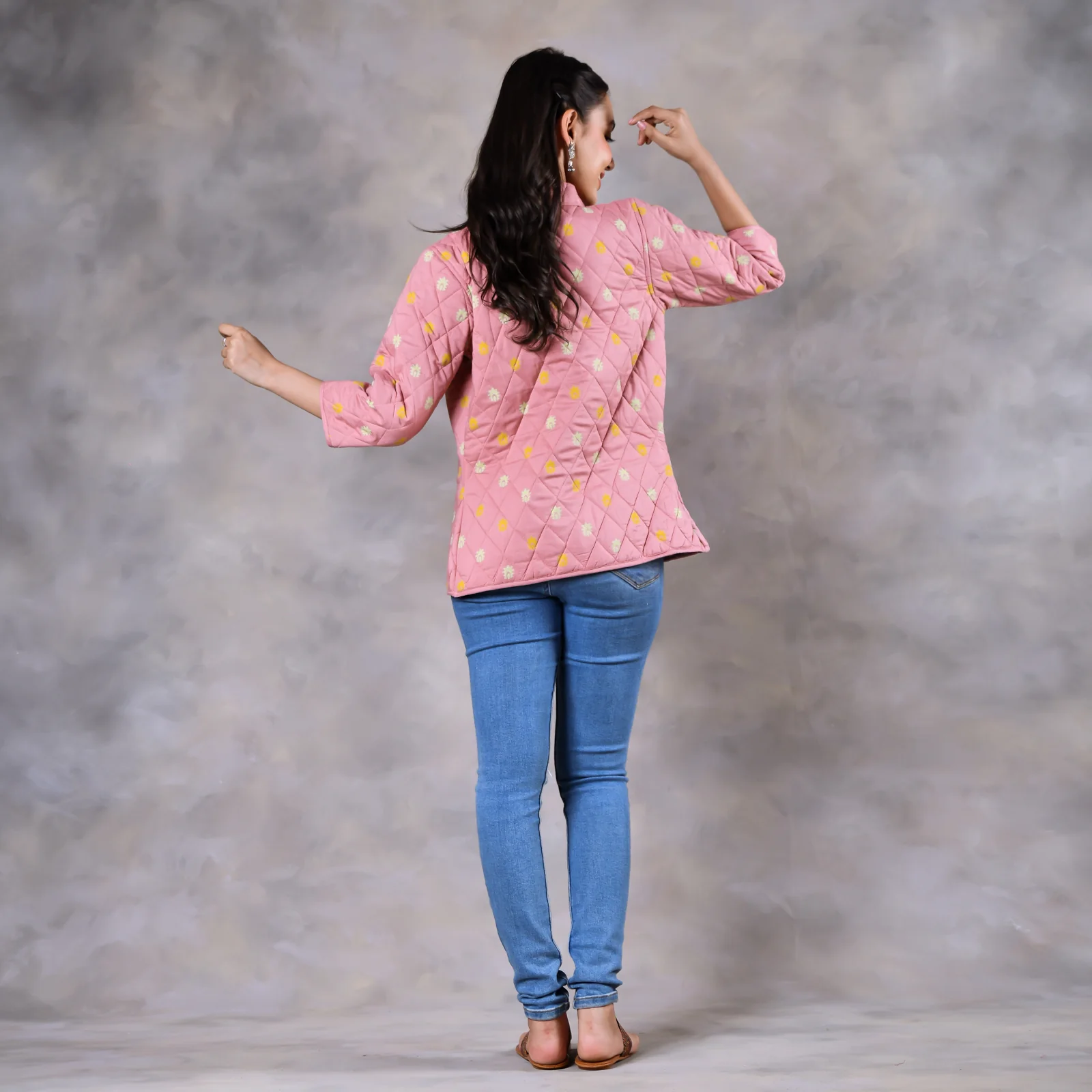 Gulmohar Baby Pink Quilted Jacket - Image 8