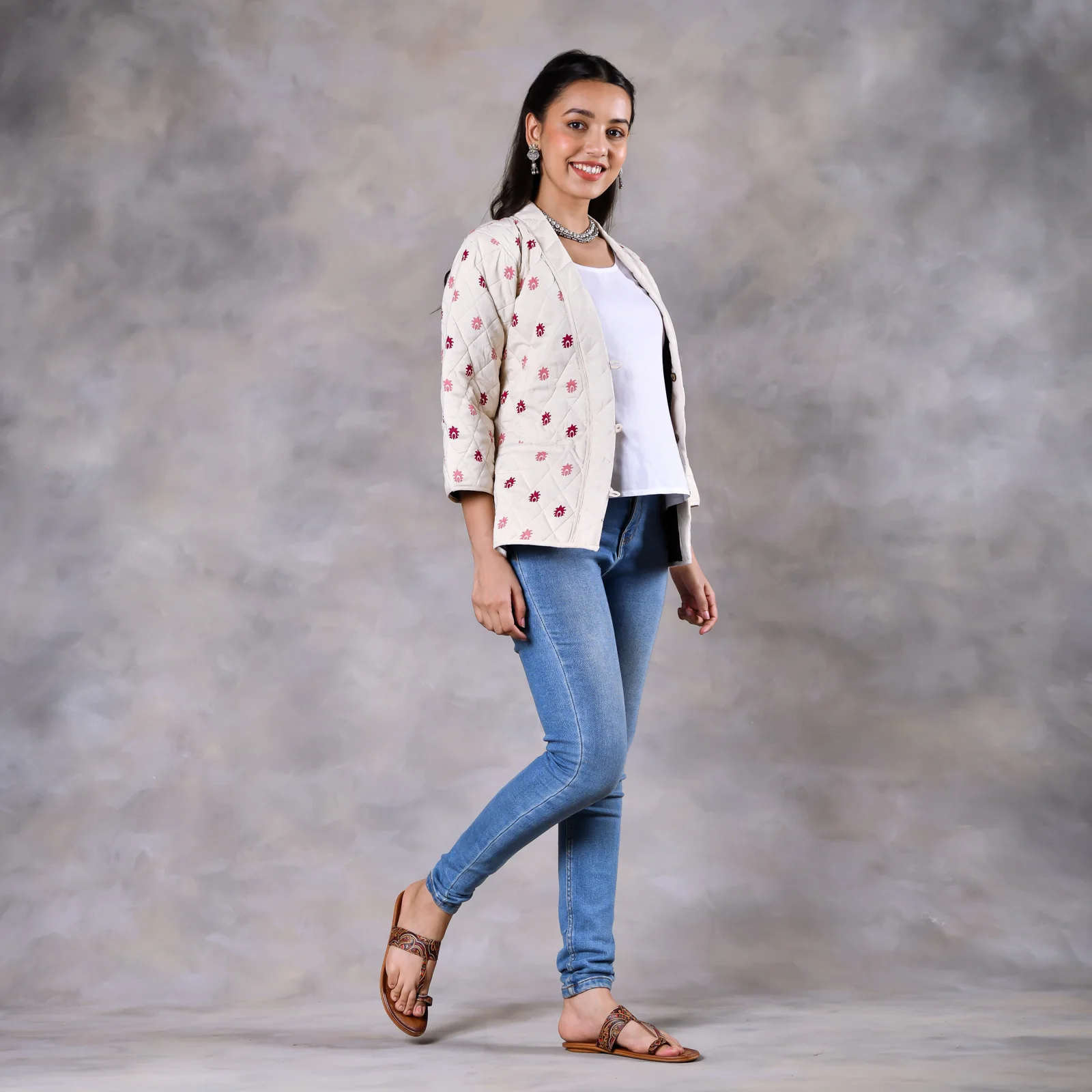 Gulmohar Off White Quilted Jacket - Image 6