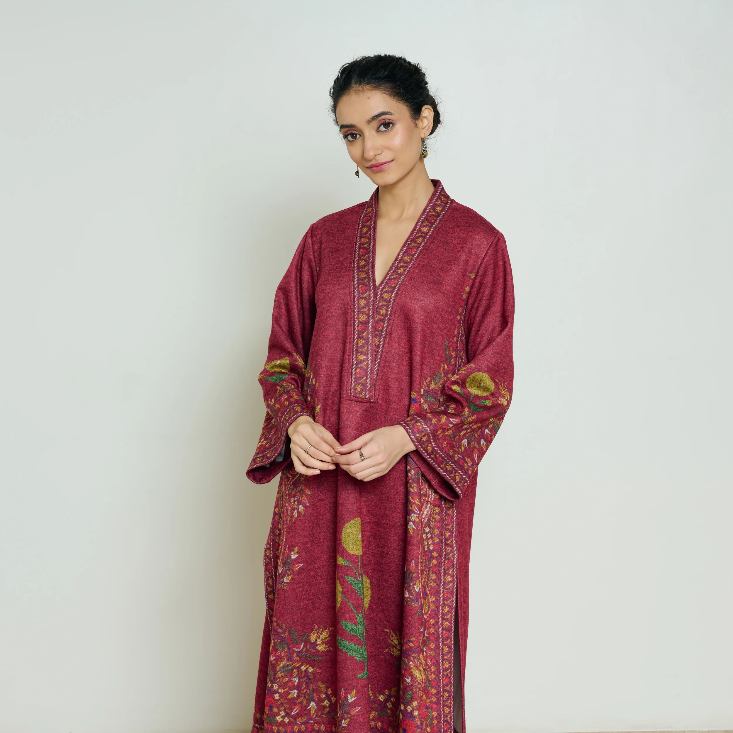 Gulmohar Woollen Kurta - Brick Red - Image 5