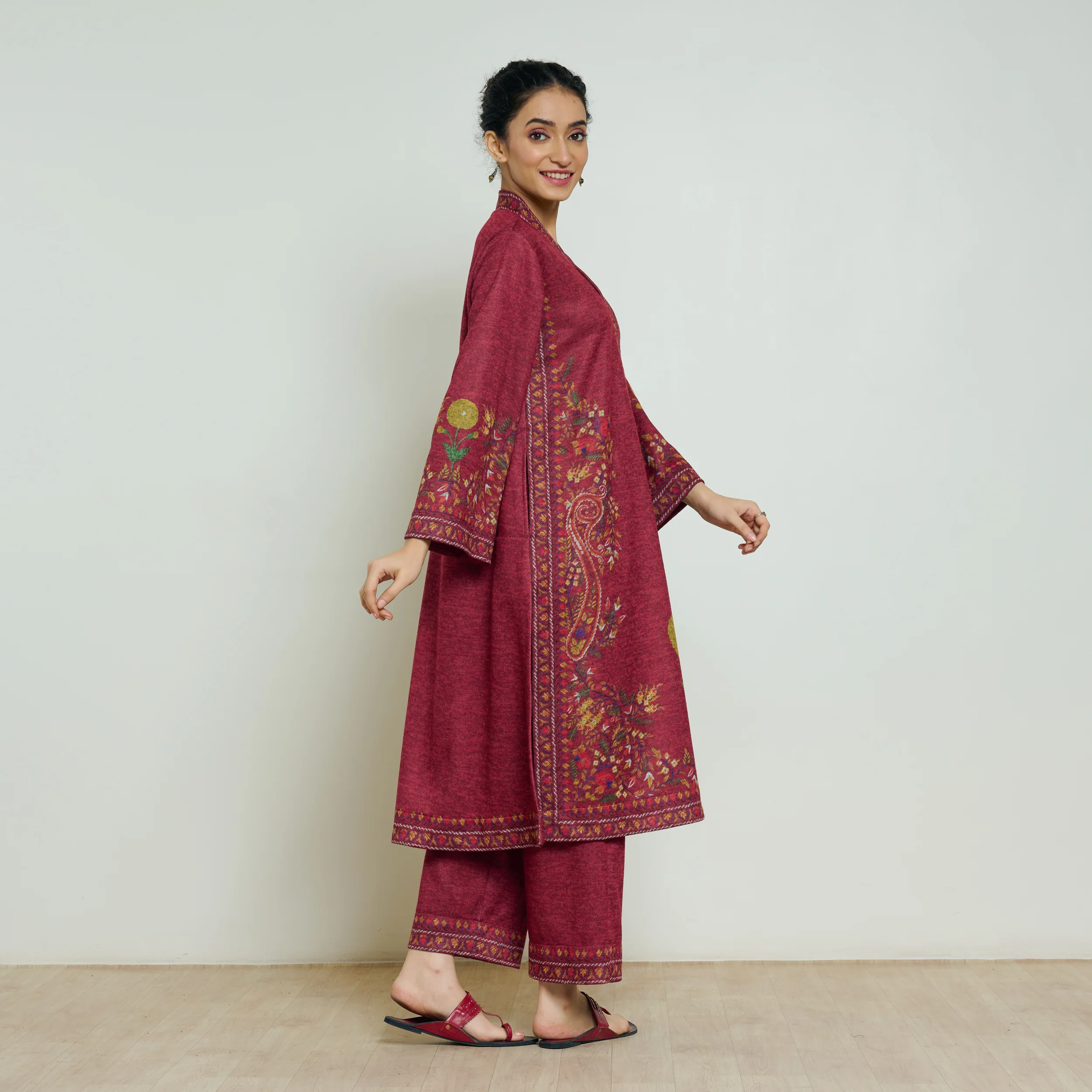 Gulmohar Woollen Kurta - Brick Red - Image 7
