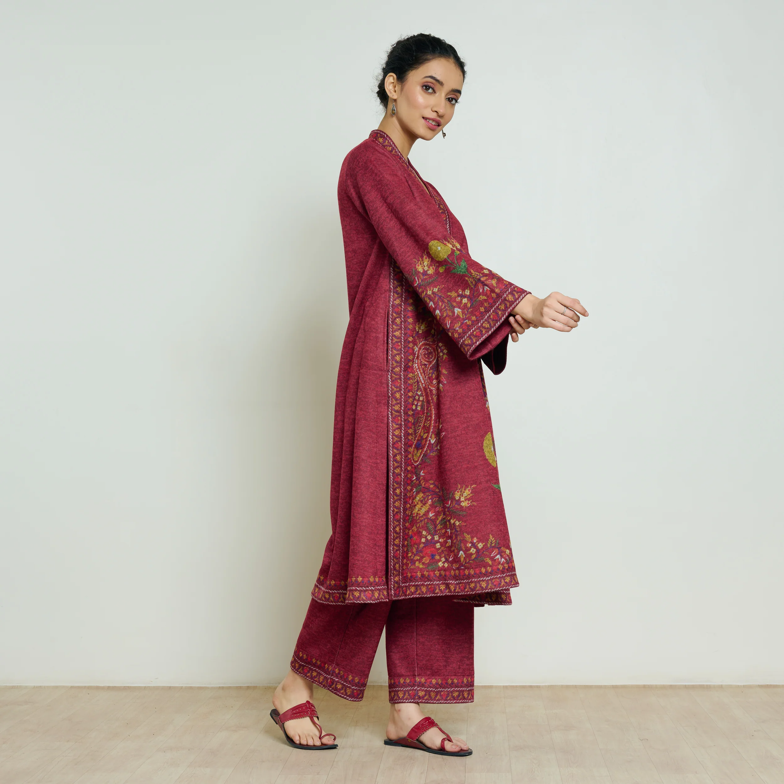 Gulmohar Woollen Kurta - Brick Red - Image 8