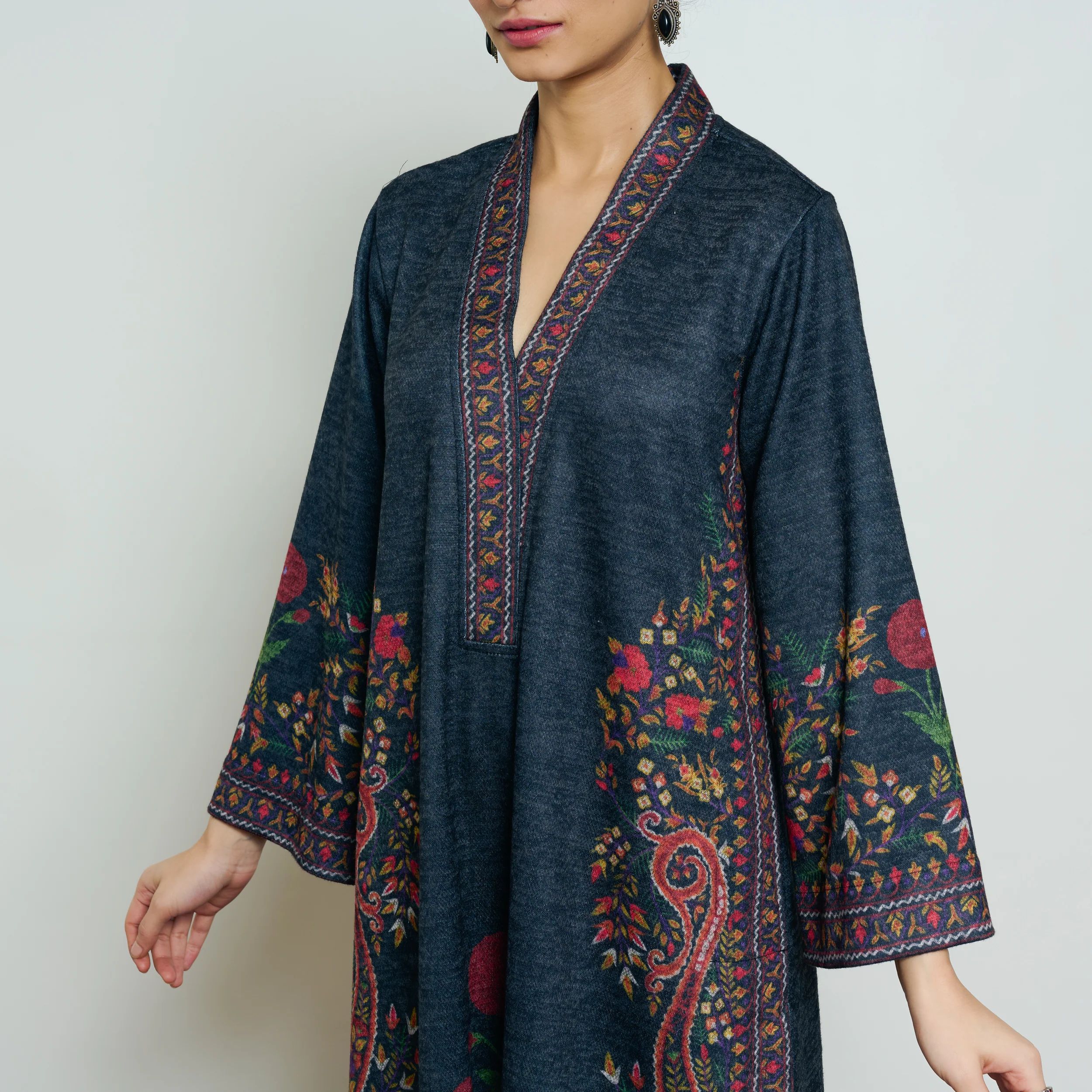 Gulmohar Woollen Kurta - Charcoal - Image 2
