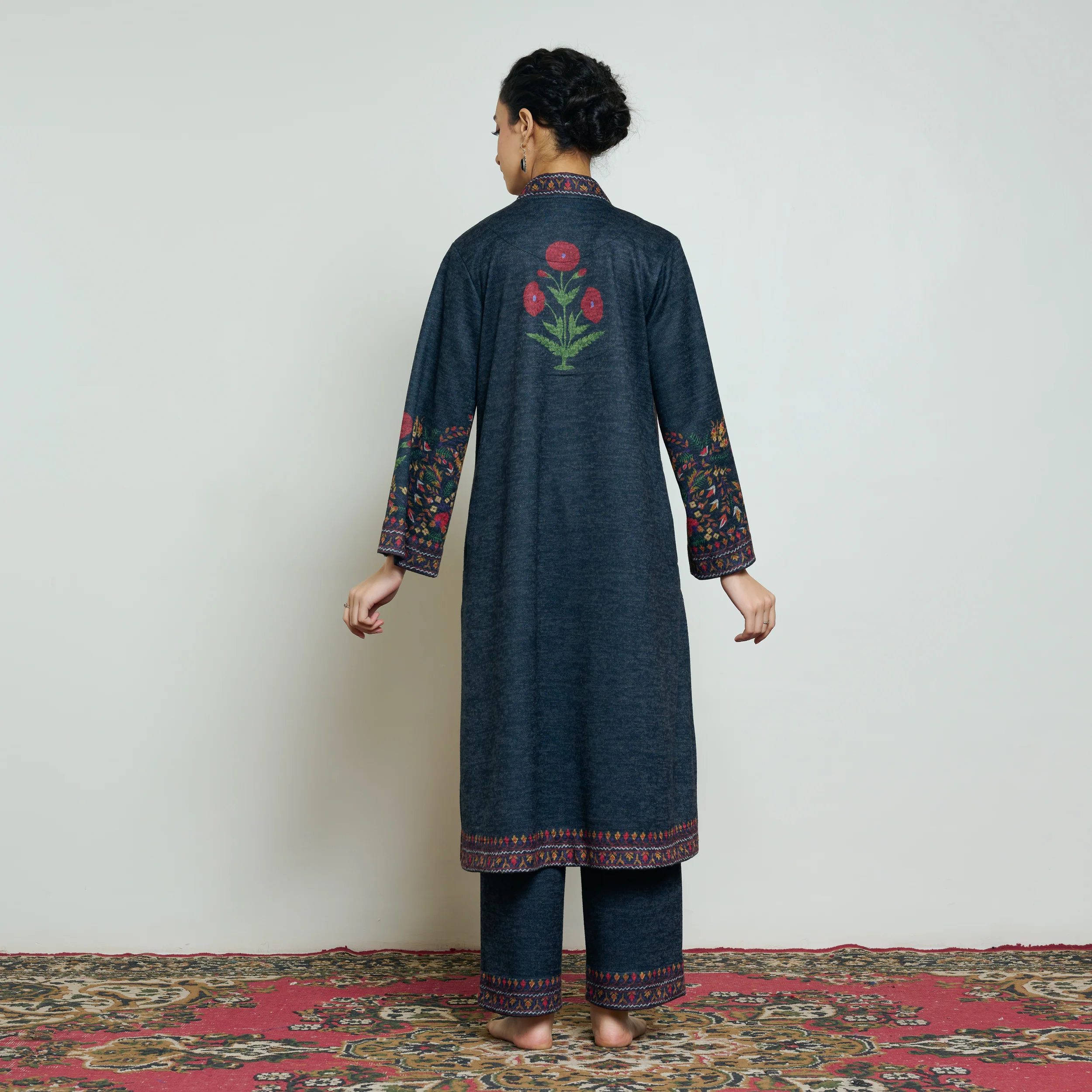Gulmohar Woollen Kurta - Charcoal - Image 6