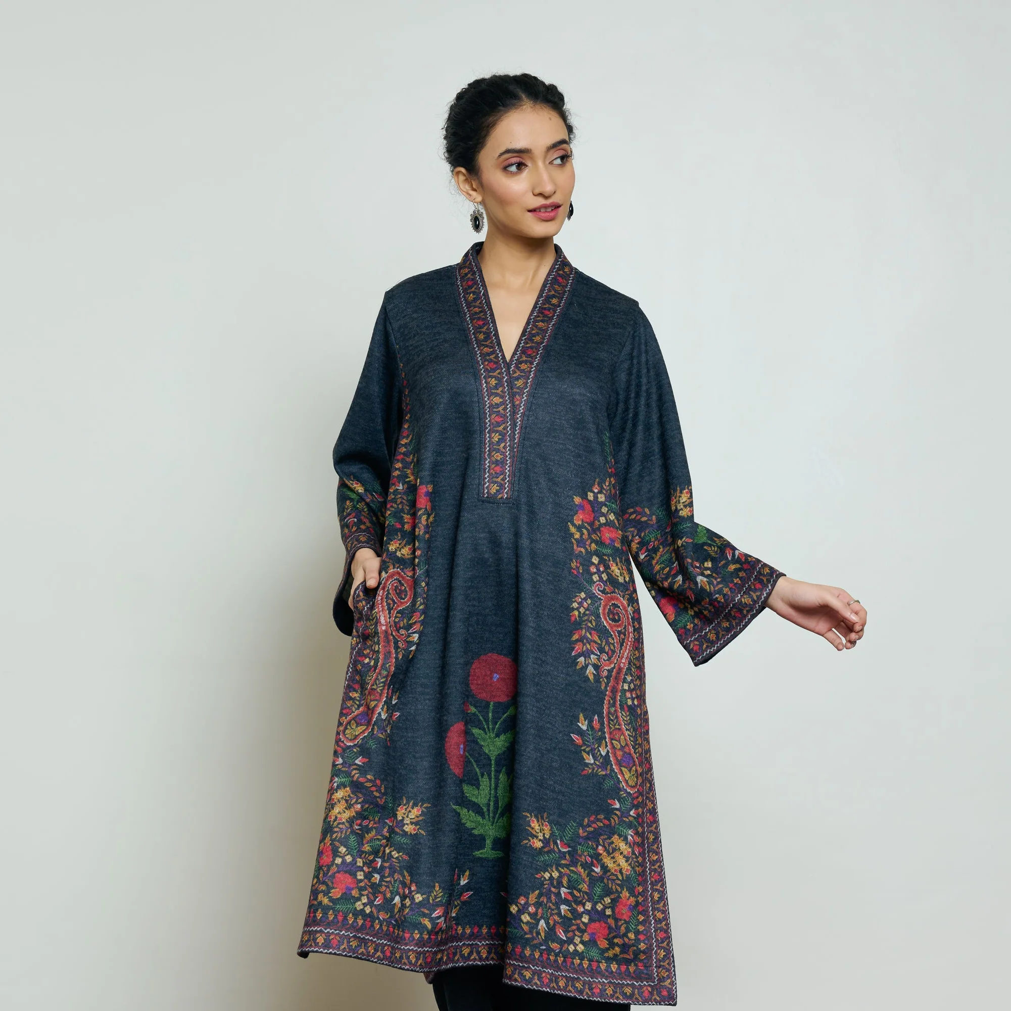 Gulmohar Woollen Kurta - Charcoal - Image 8
