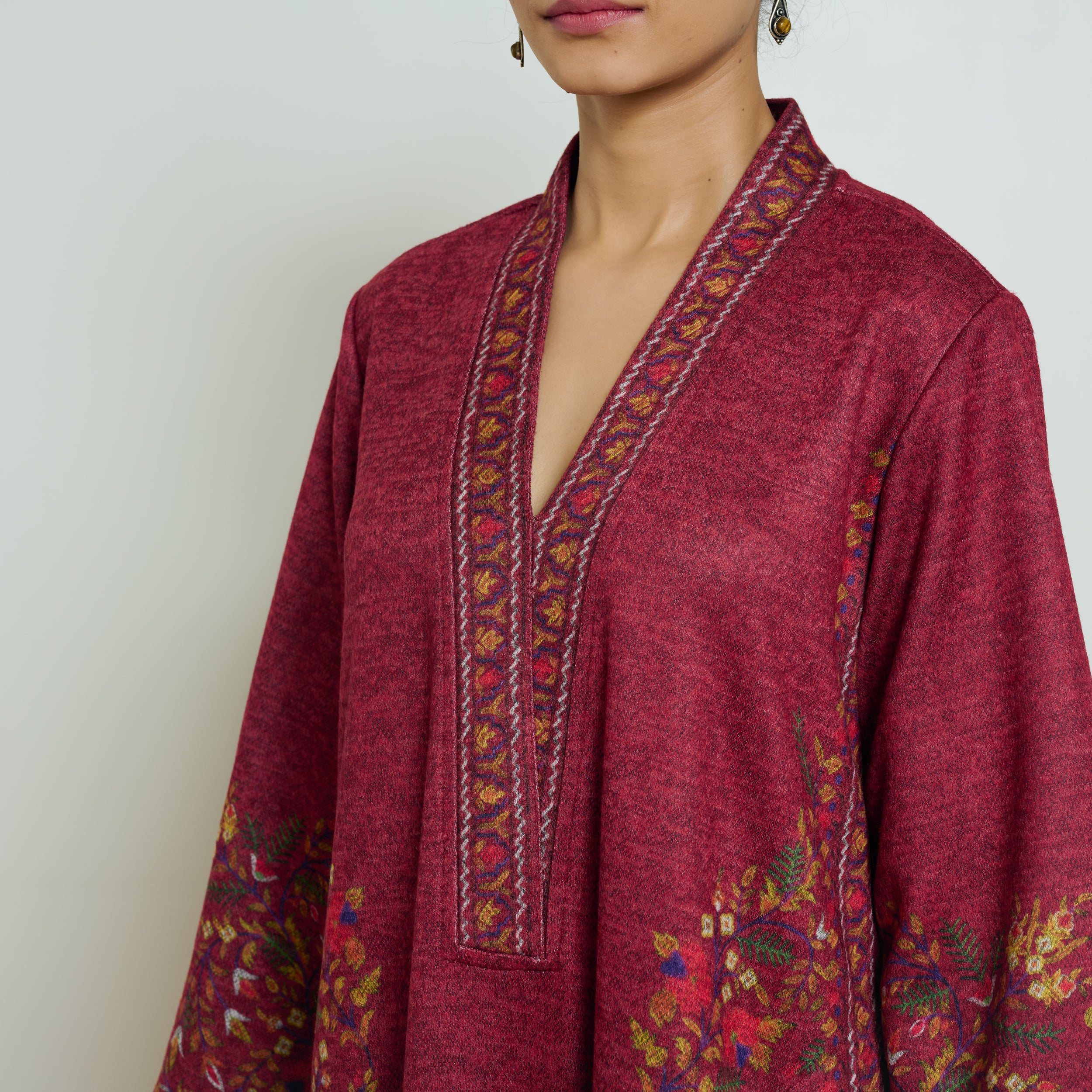 Gulmohar Woollen Kurta Set - Brick Red - Image 2