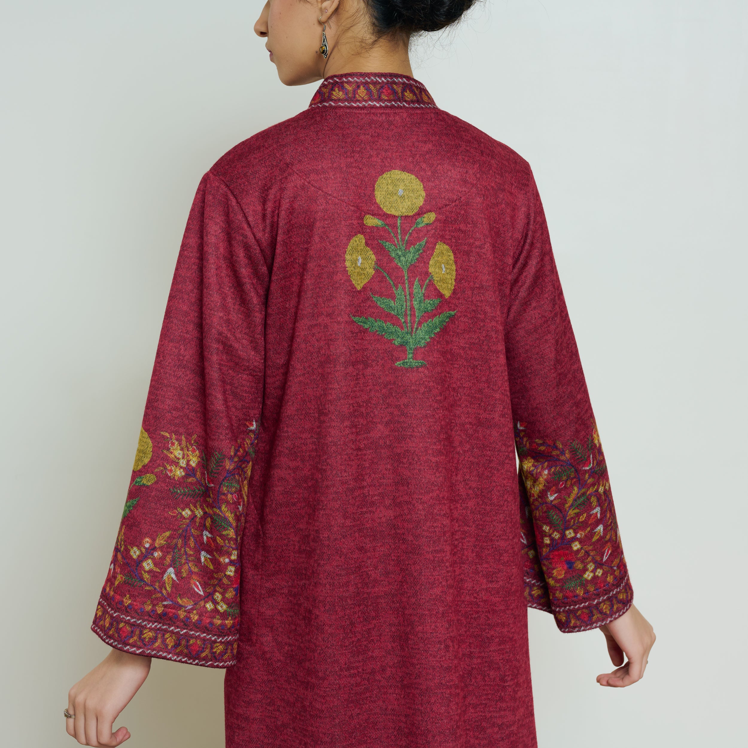 Gulmohar Woollen Kurta Set - Brick Red - Image 5