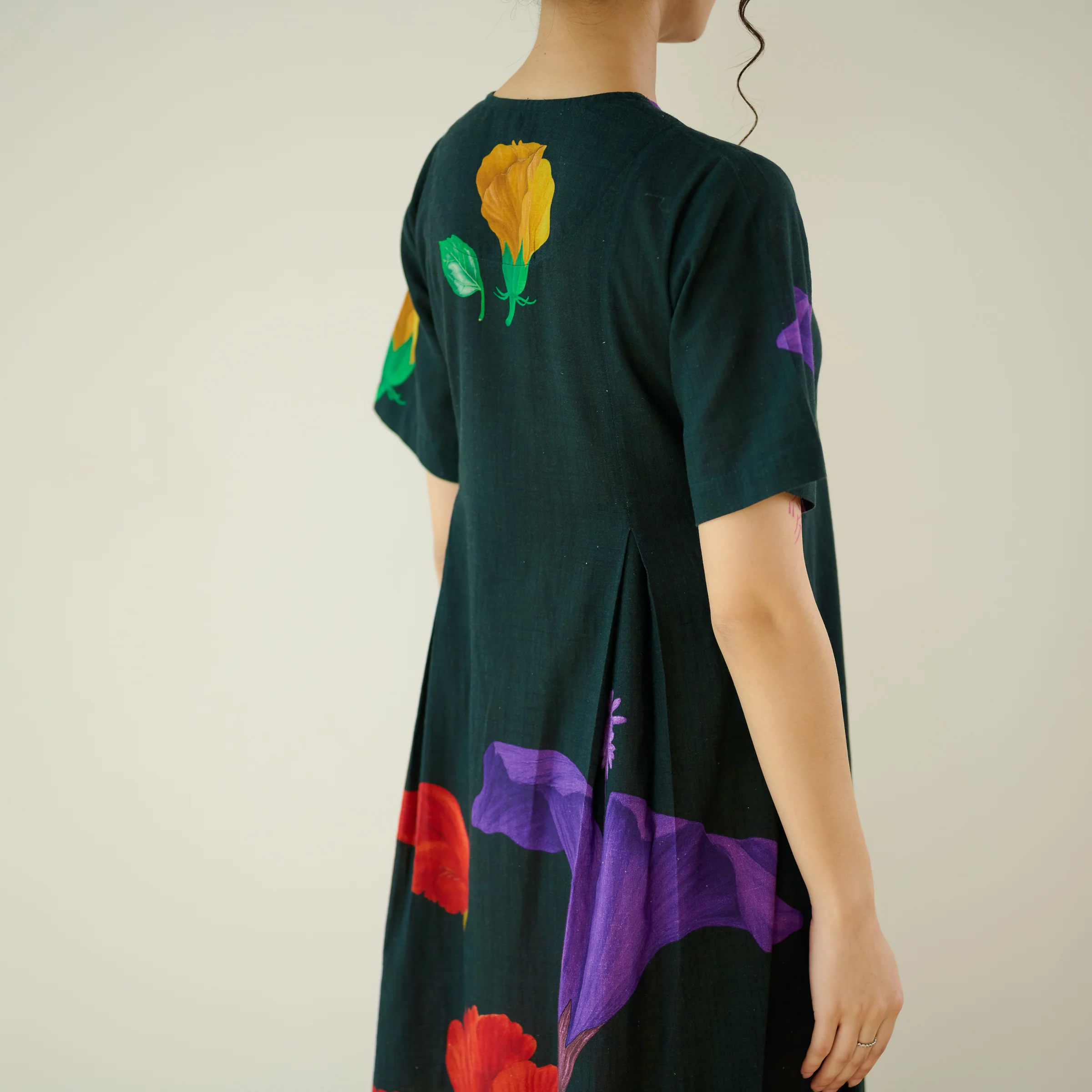 Hibiscus Bloom Cotton Maxi Dress - Emerald Green - Image 7
