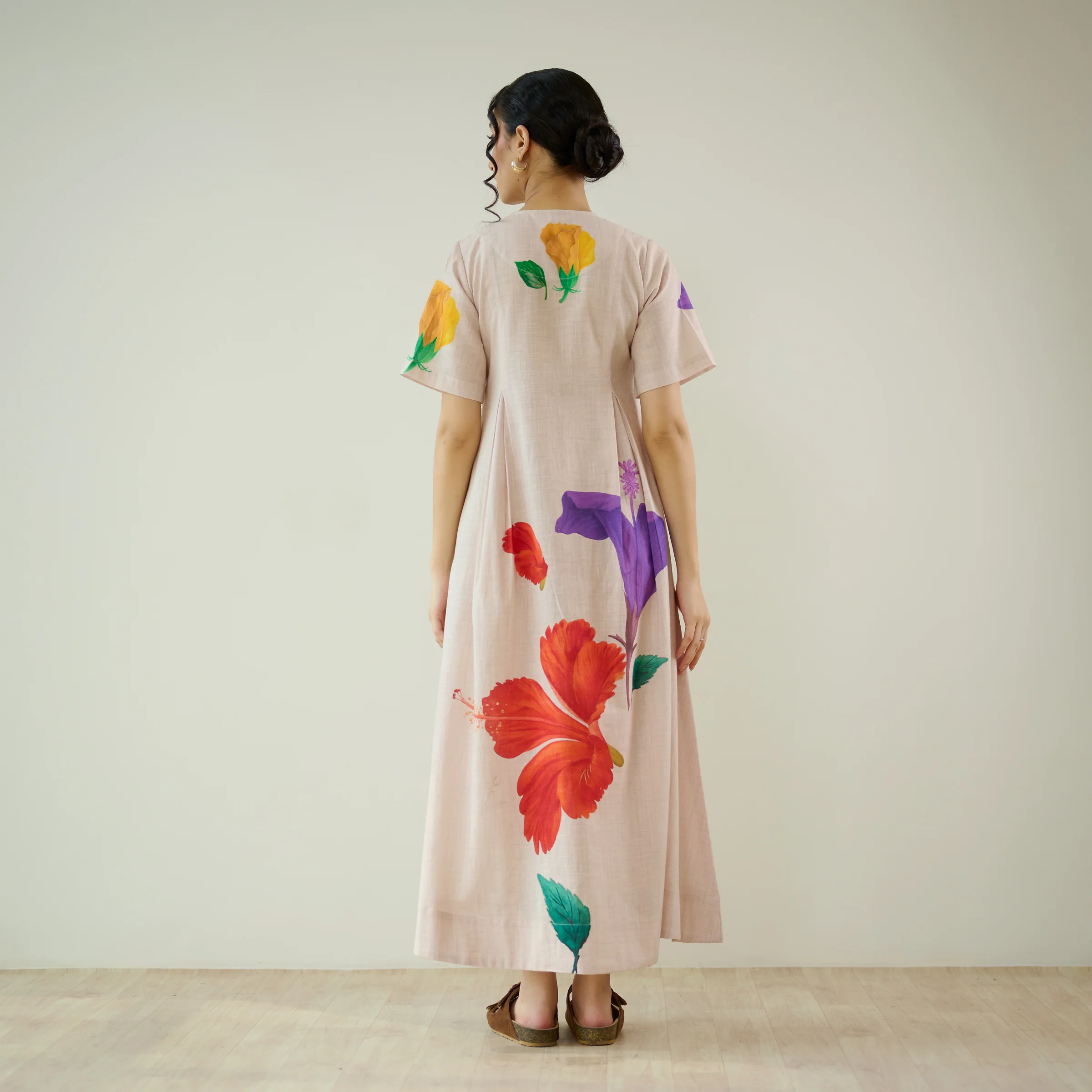 Hibiscus Bloom Cotton Maxi Dress - Off White - Image 5
