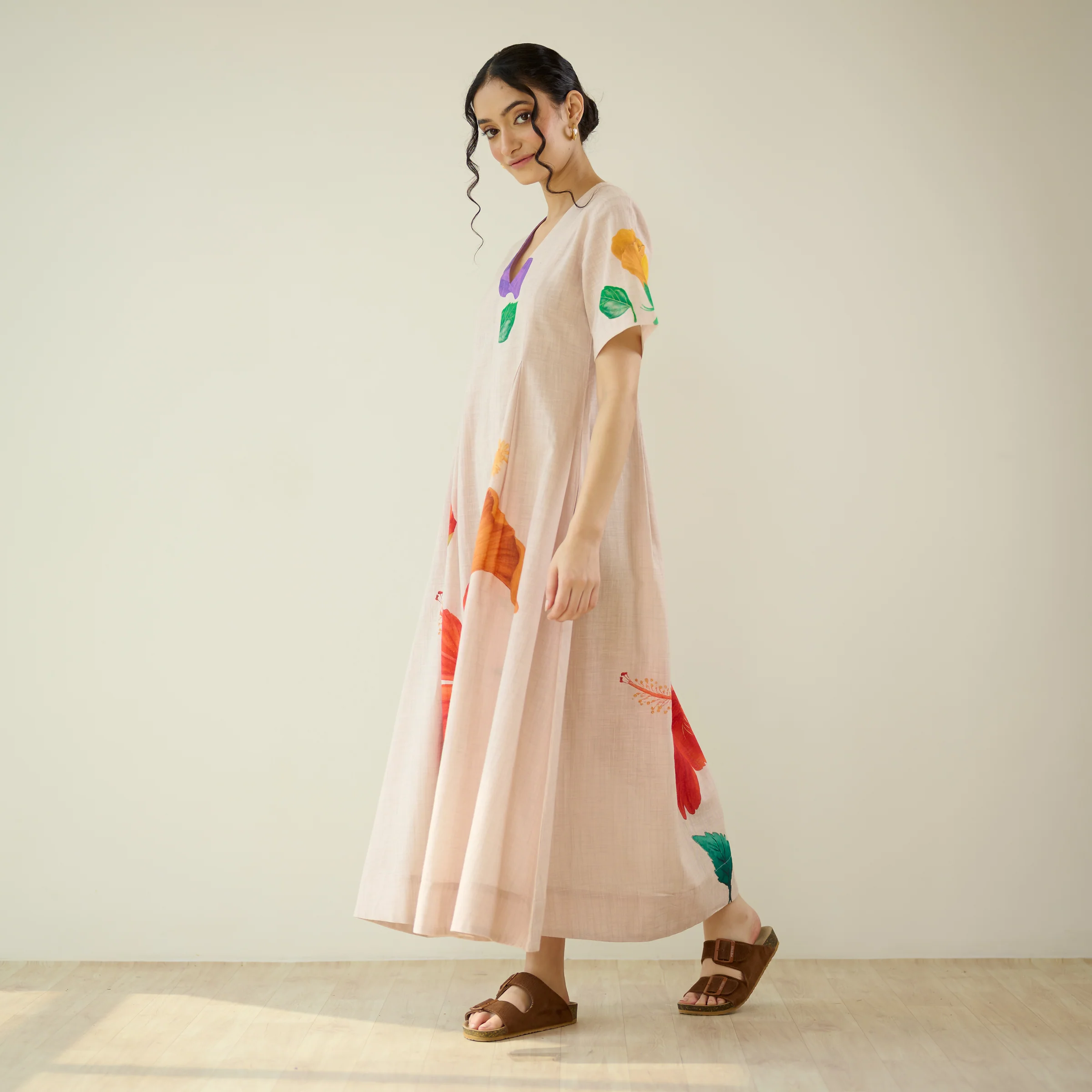 Hibiscus Bloom Cotton Maxi Dress - Off White - Image 6