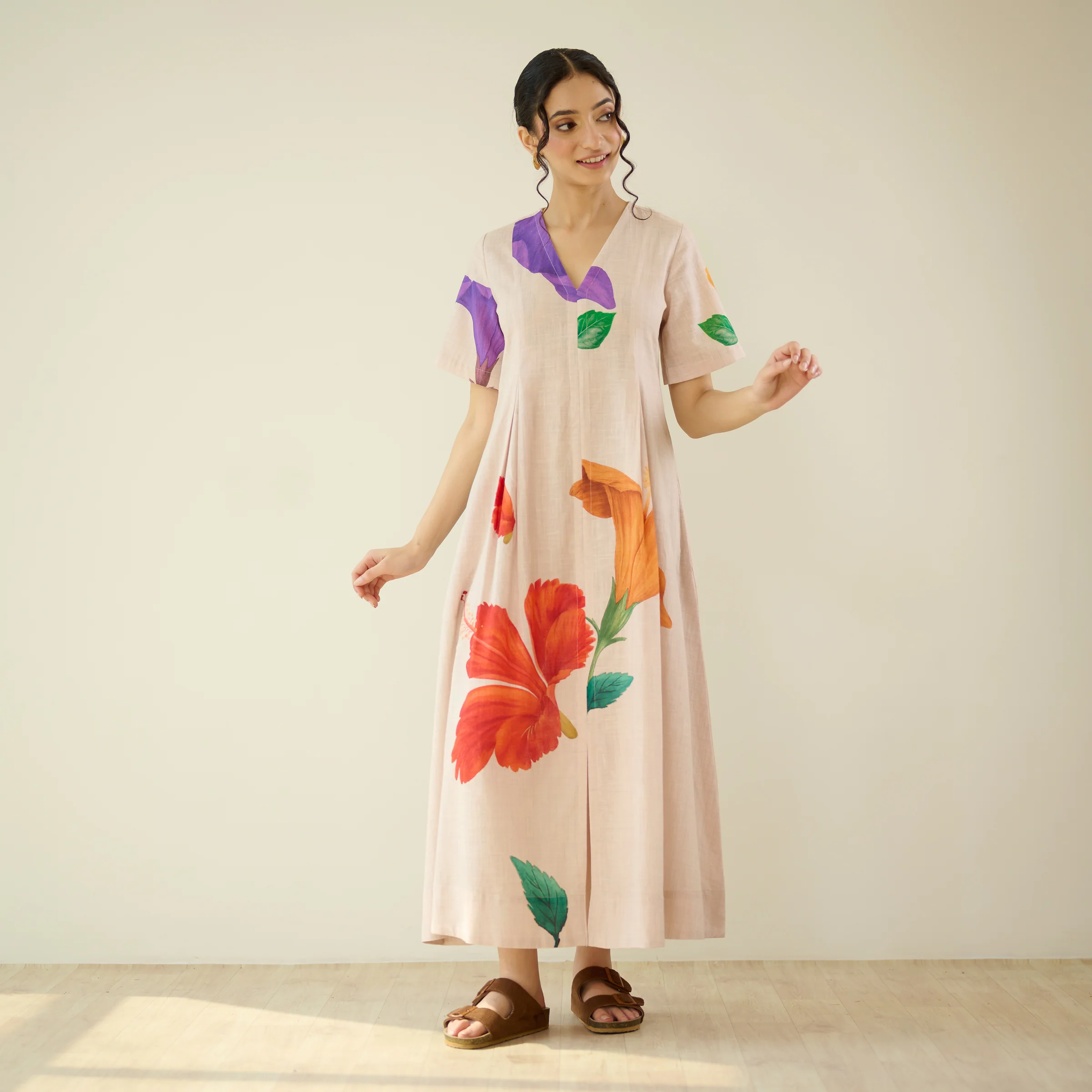 Hibiscus Bloom Cotton Maxi Dress - Off White - Image 7
