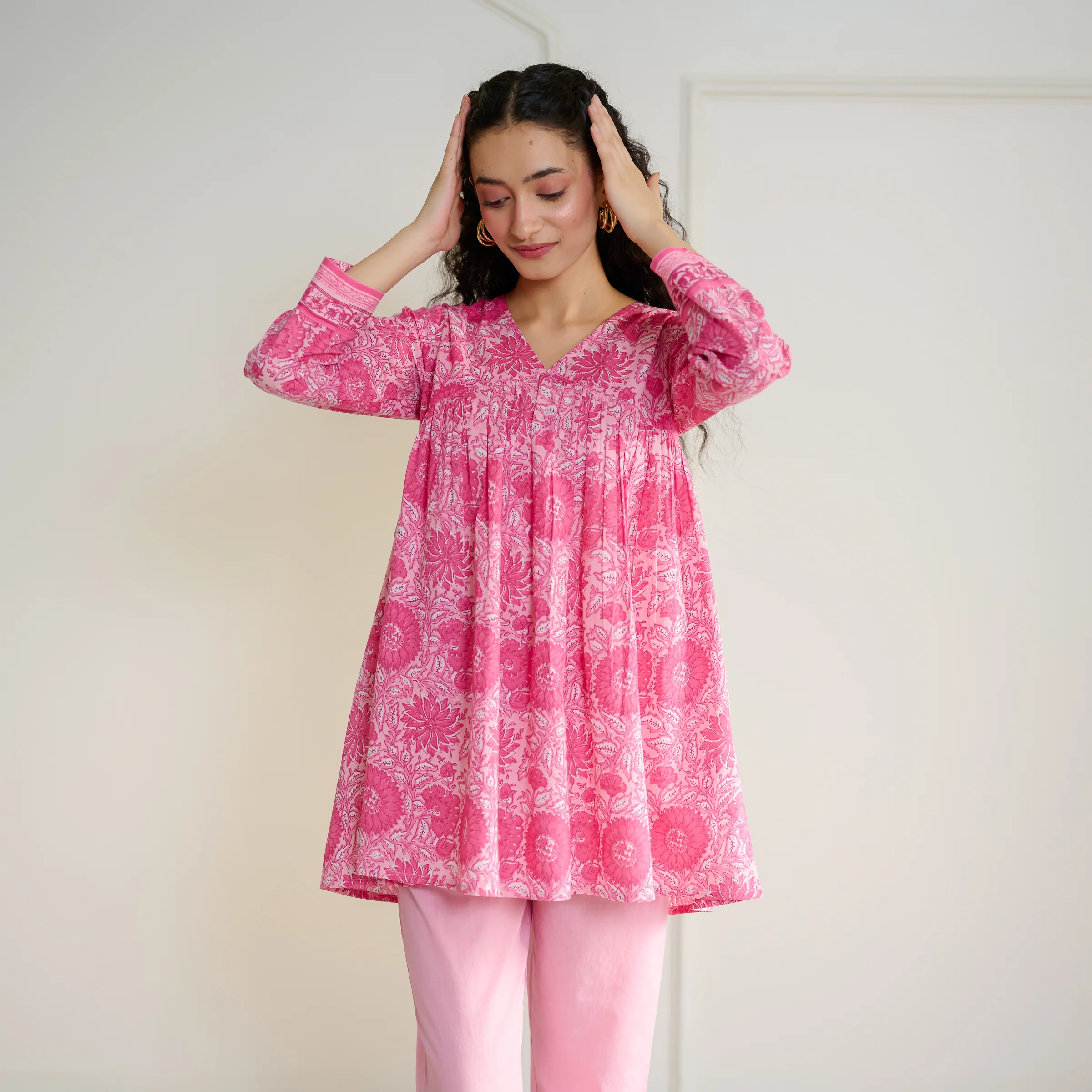 Jugni Sanganeri Inspired Co-ord Set - Baby Pink - Image 3