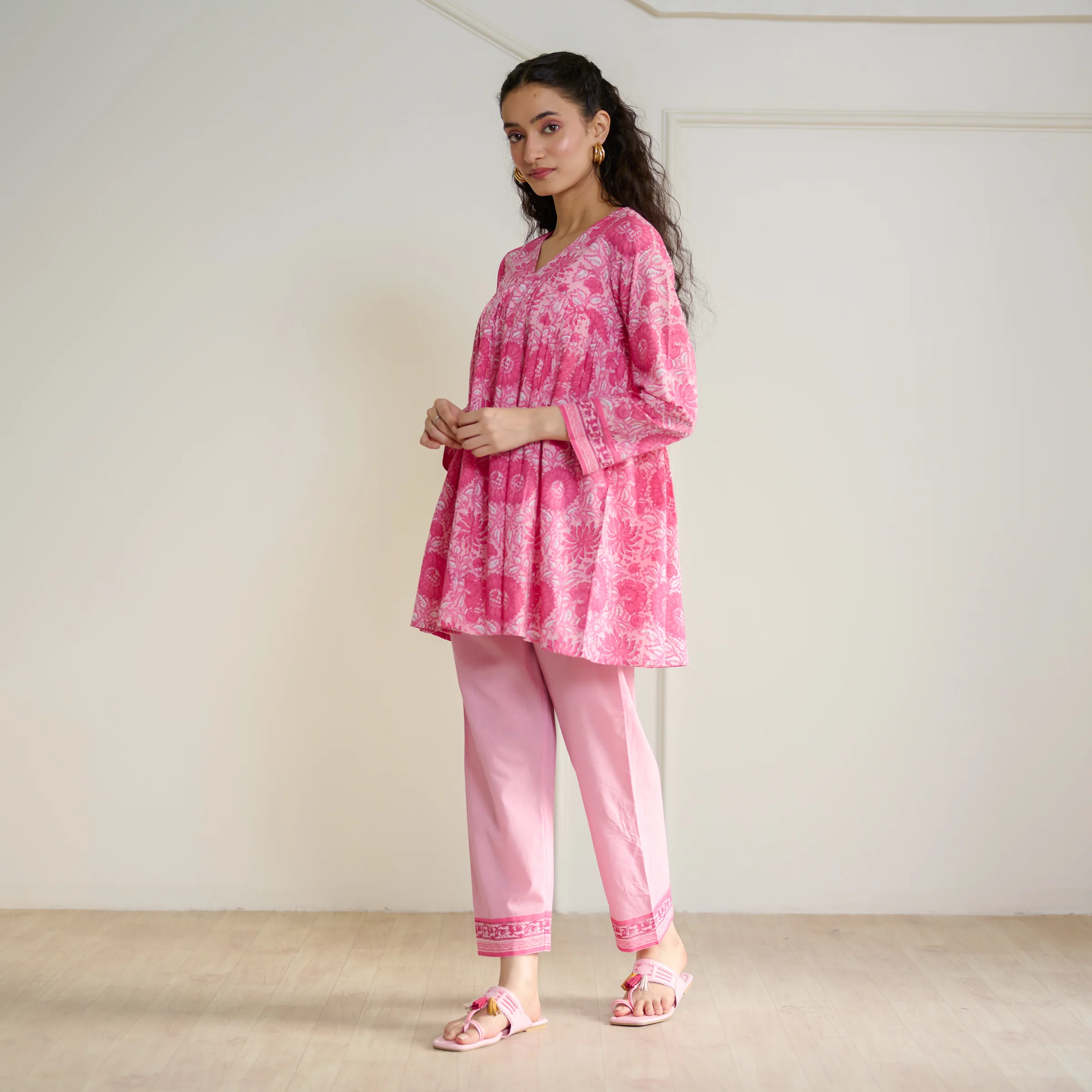 Jugni Sanganeri Inspired Co-ord Set - Baby Pink - Image 5