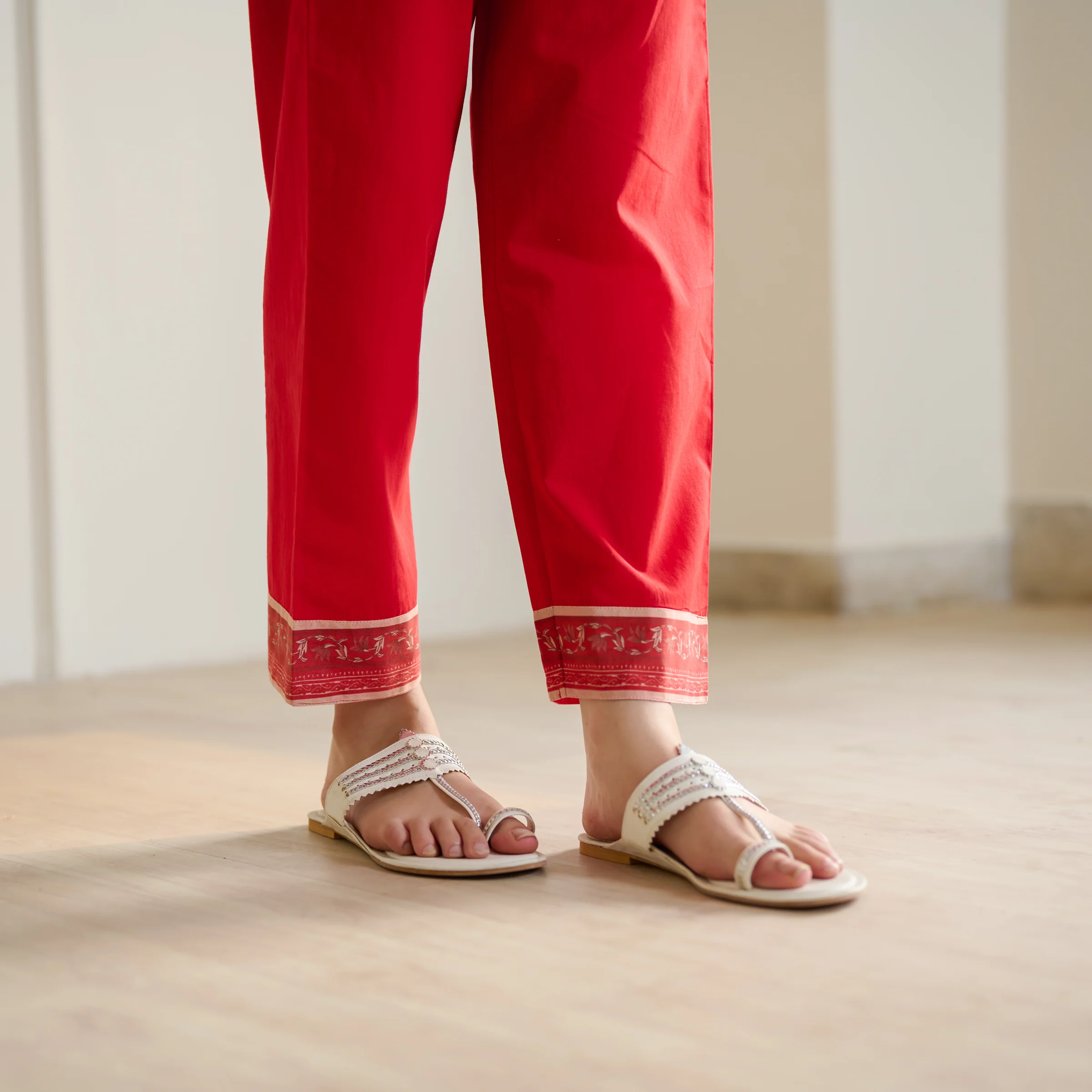 Jugni Sanganeri Inspired Co-ord Set - Cherry Red - Image 5