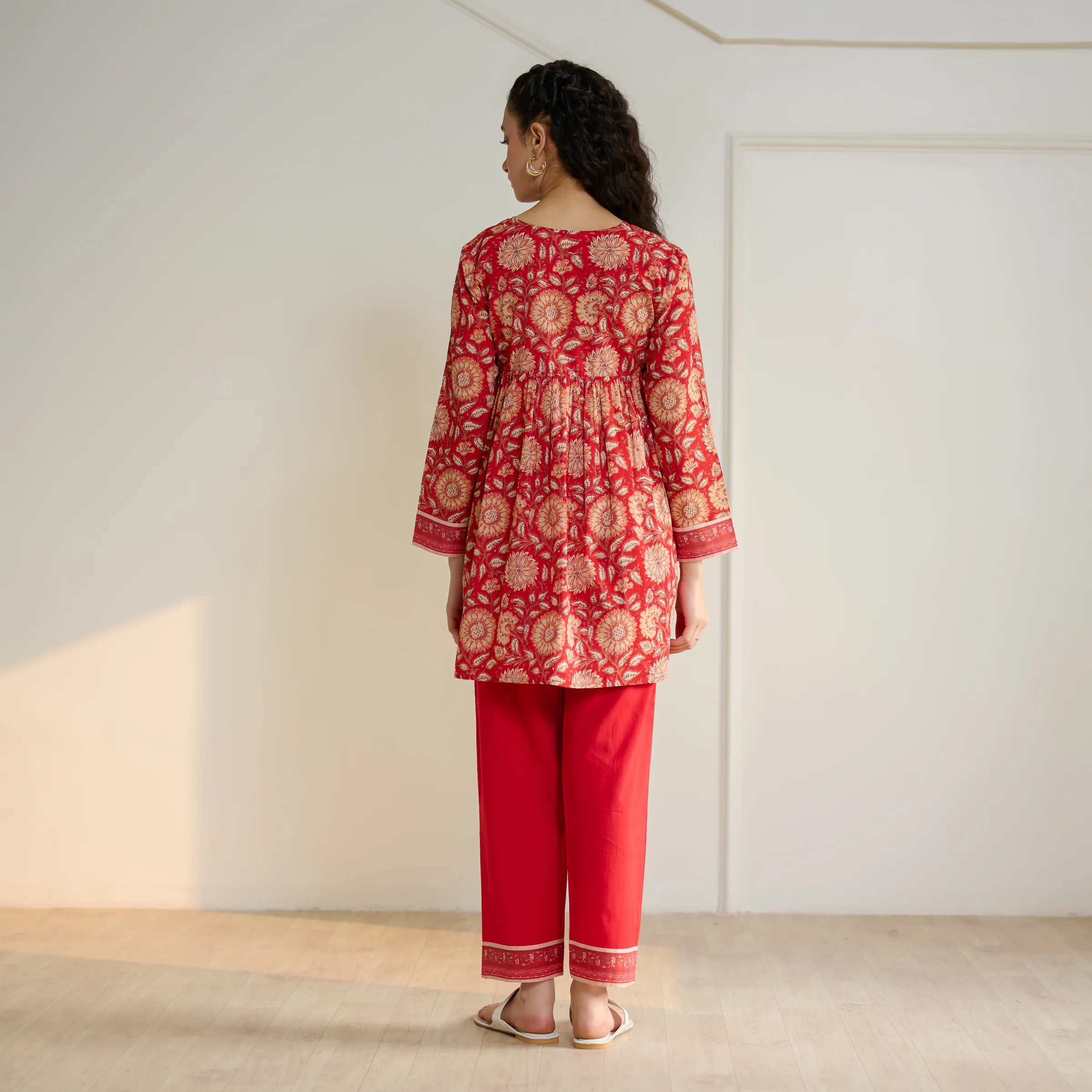 Jugni Sanganeri Inspired Co-ord Set - Cherry Red - Image 6
