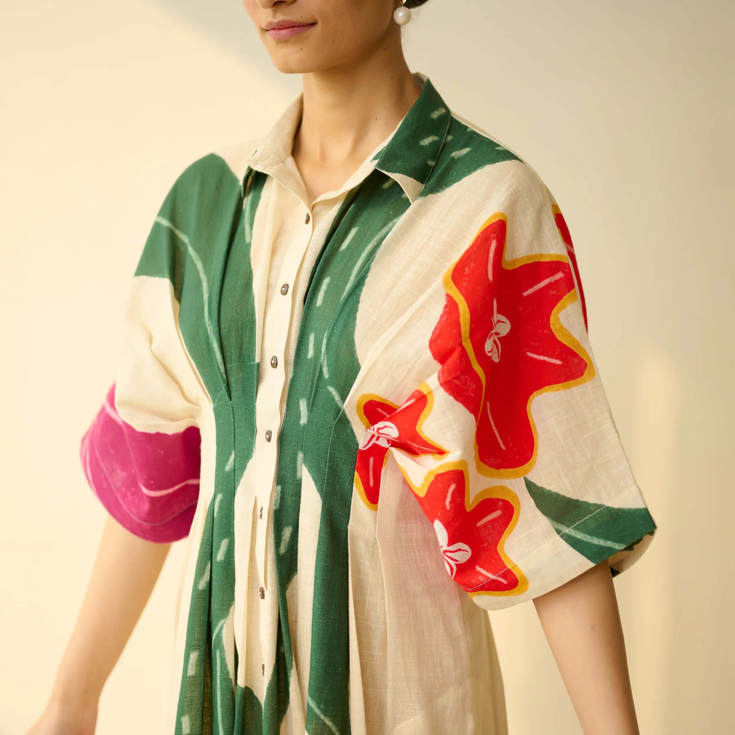 June Slub Cotton Dress - Cream White - Image 2