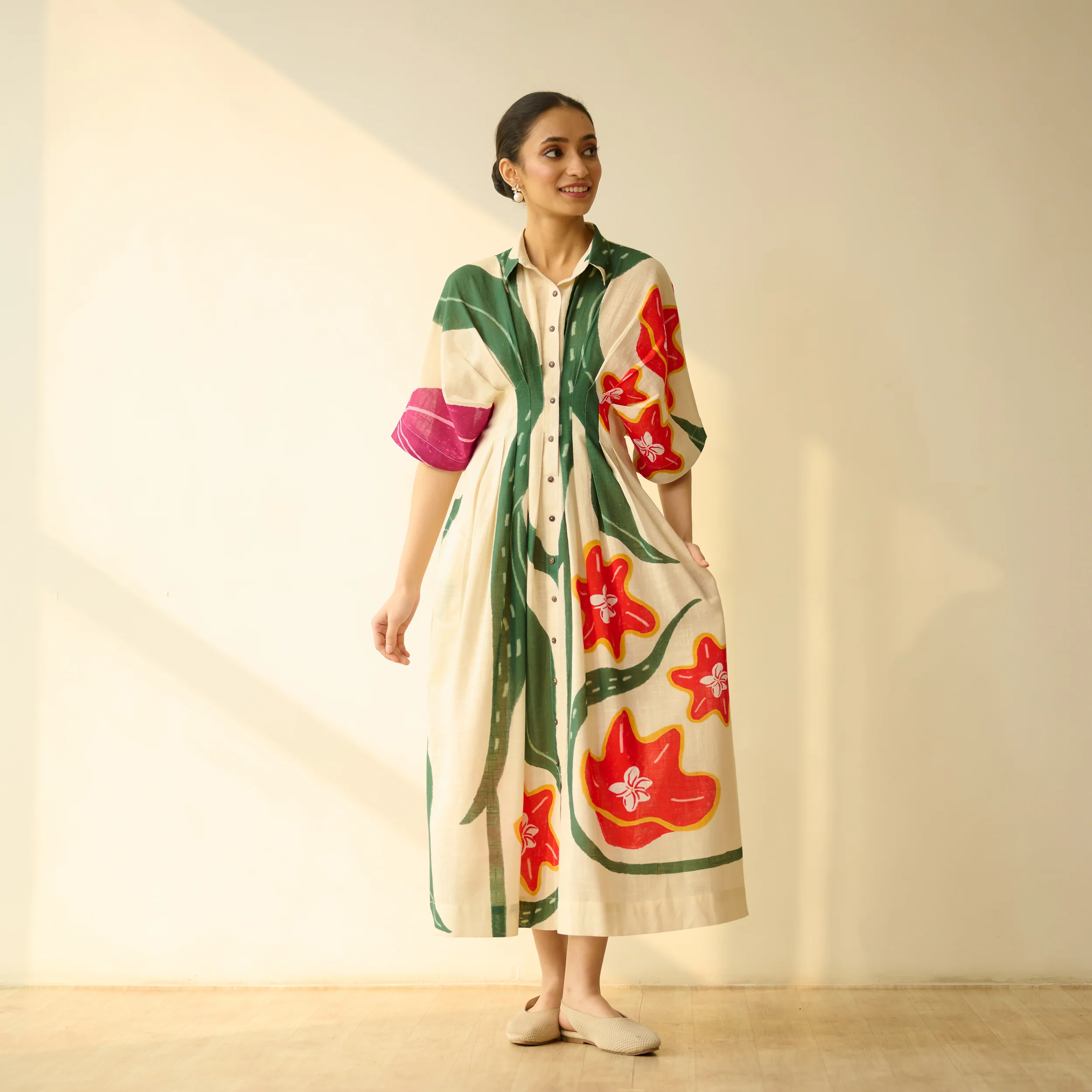June Slub Cotton Dress - Cream White - Image 4