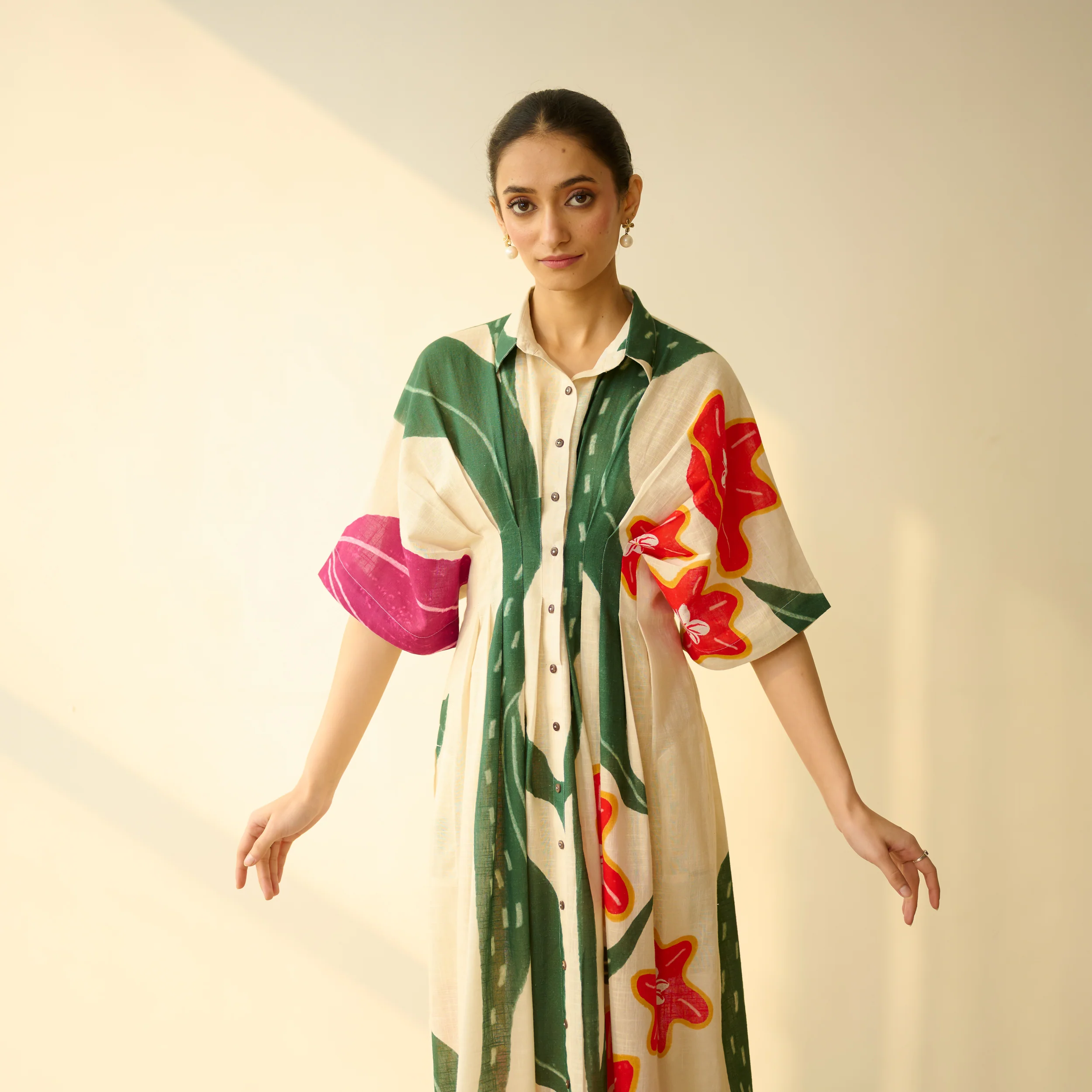 June Slub Cotton Dress - Cream White - Image 6