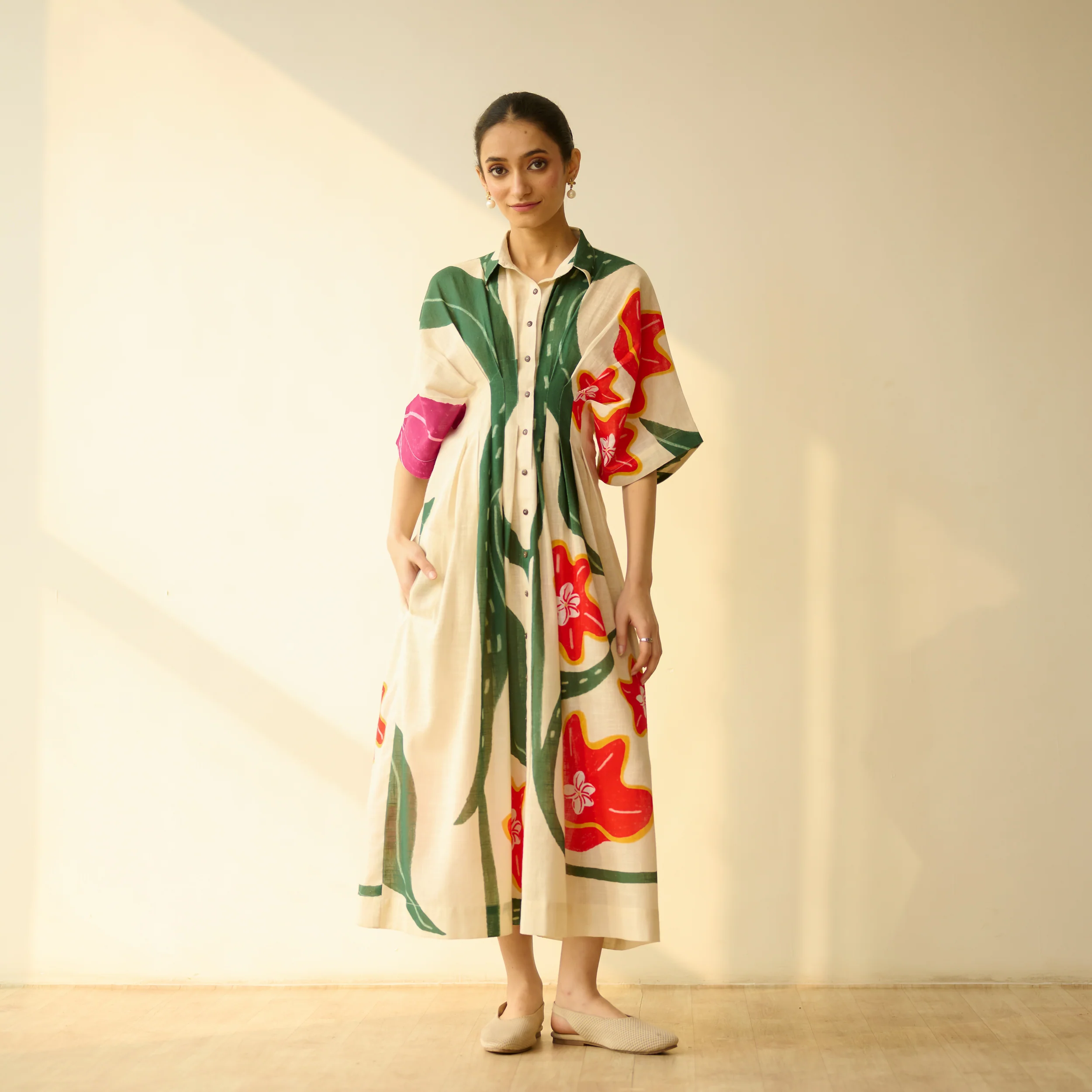 June Slub Cotton Dress - Cream White - Image 7