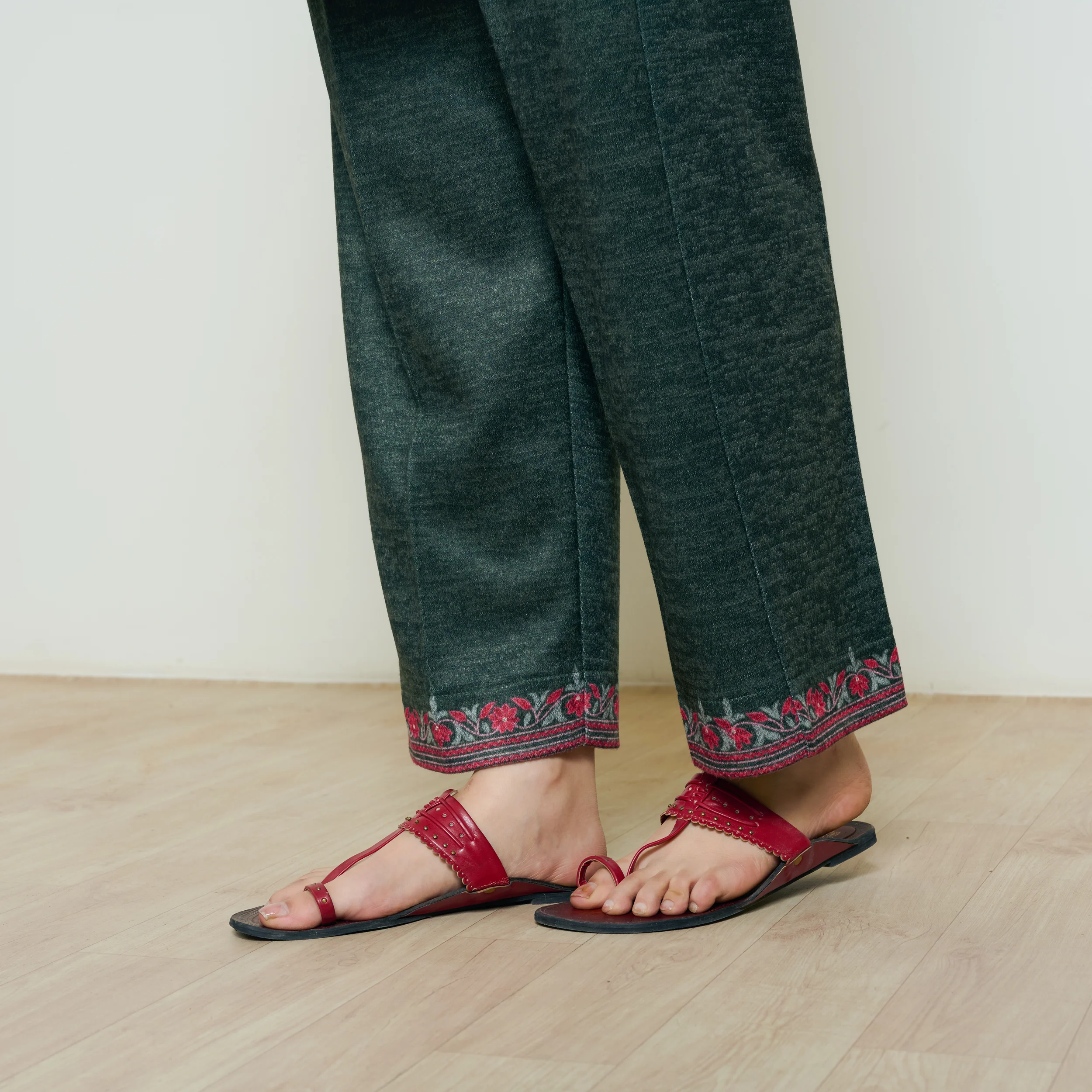 Kashmira Woollen Coord Set - Forest Green - Image 7