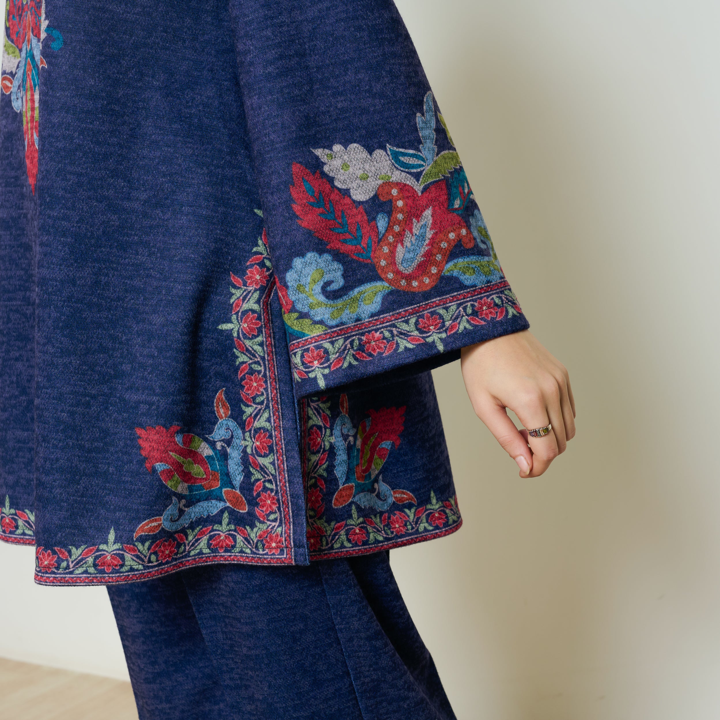 Kashmira Woollen Coord Set - Navy Blue - Image 10