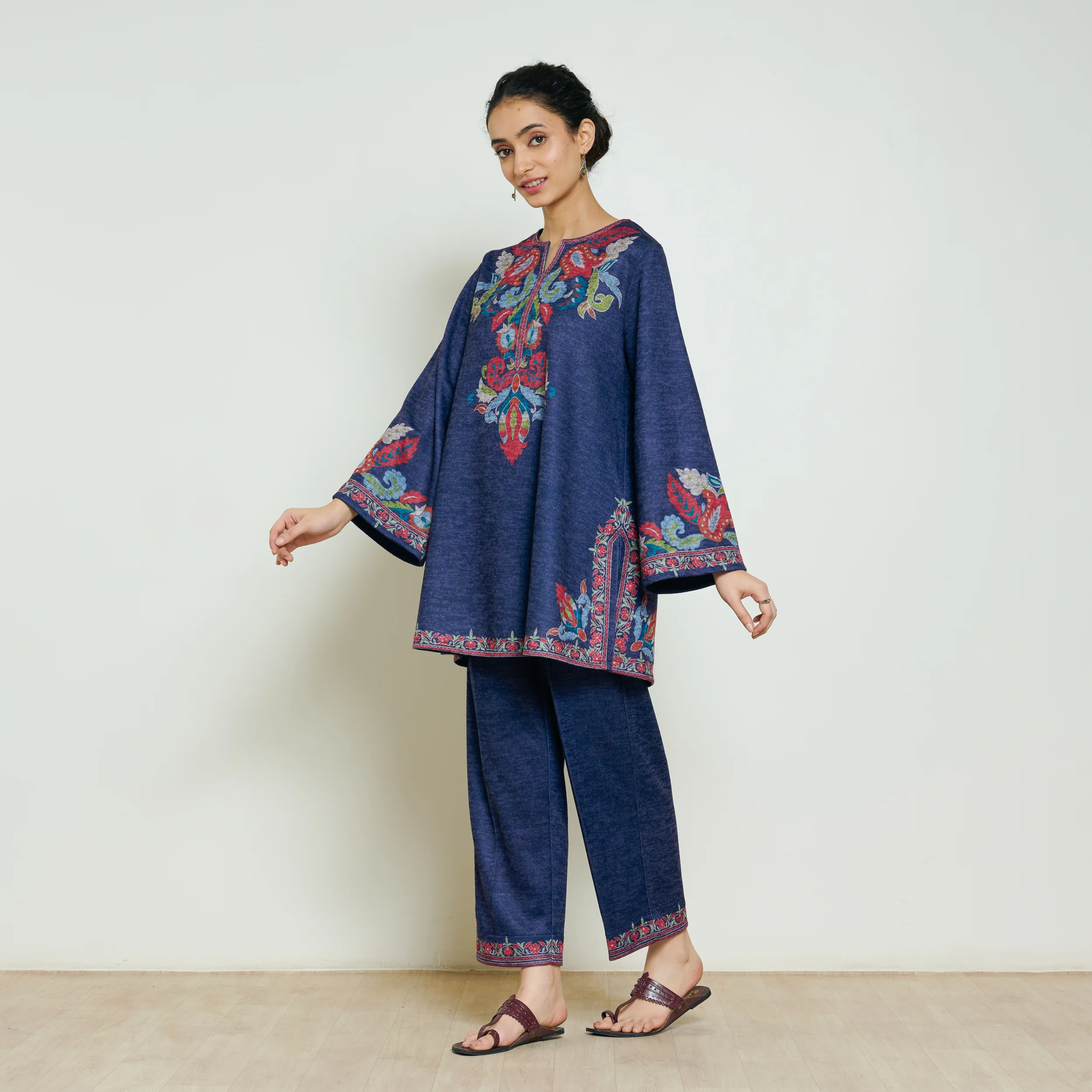 Kashmira Woollen Coord Set - Navy Blue - Image 4