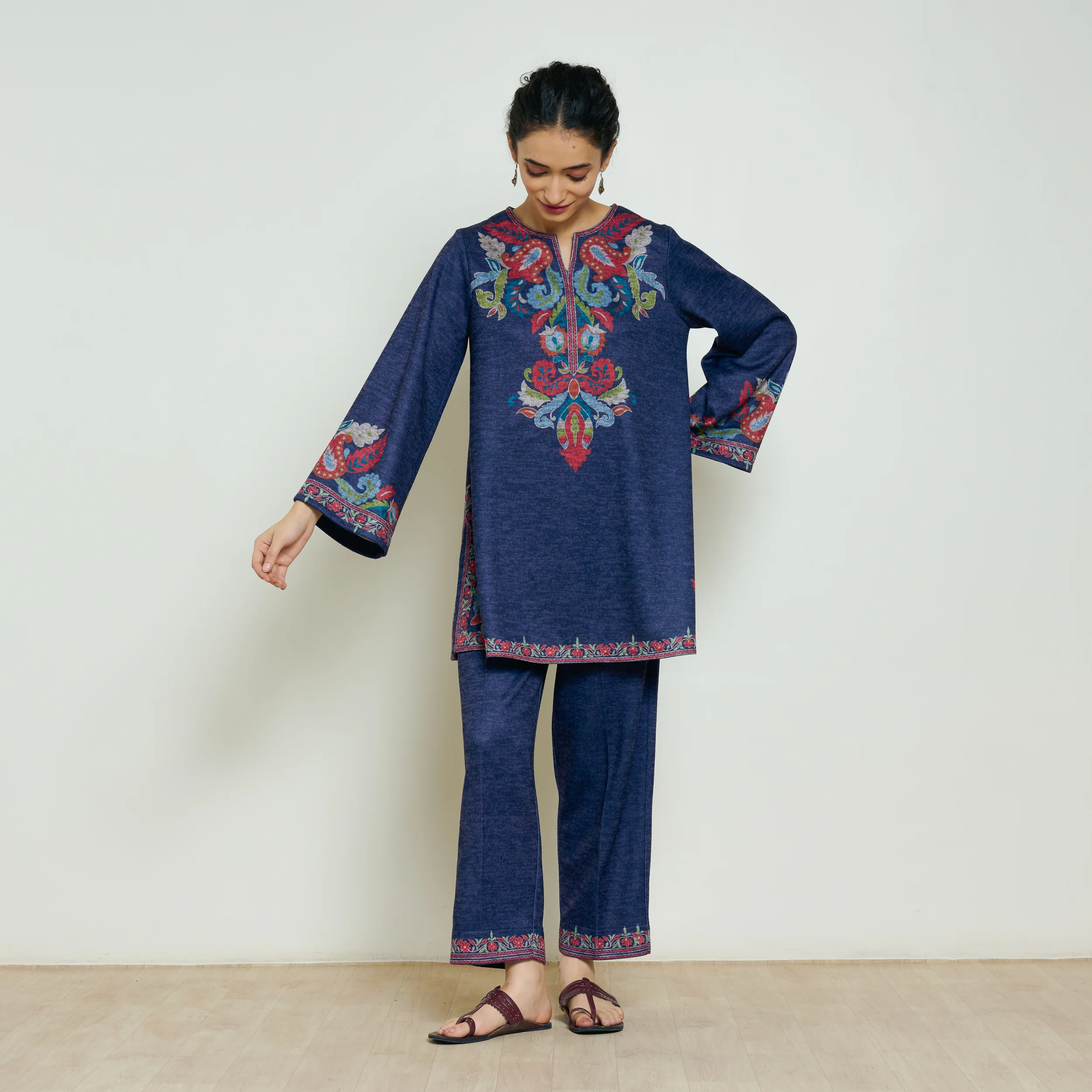 Kashmira Woollen Coord Set - Navy Blue - Image 5