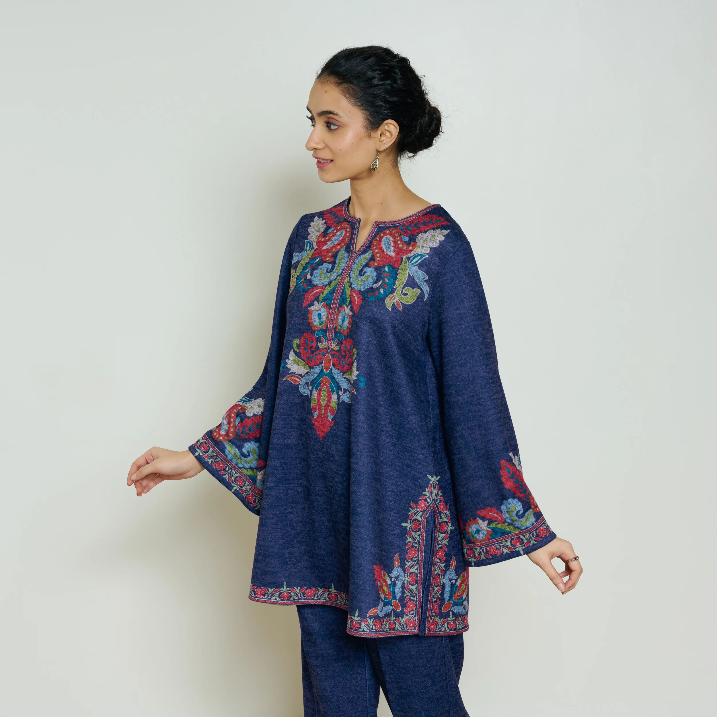 Kashmira Woollen Coord Set - Navy Blue - Image 8