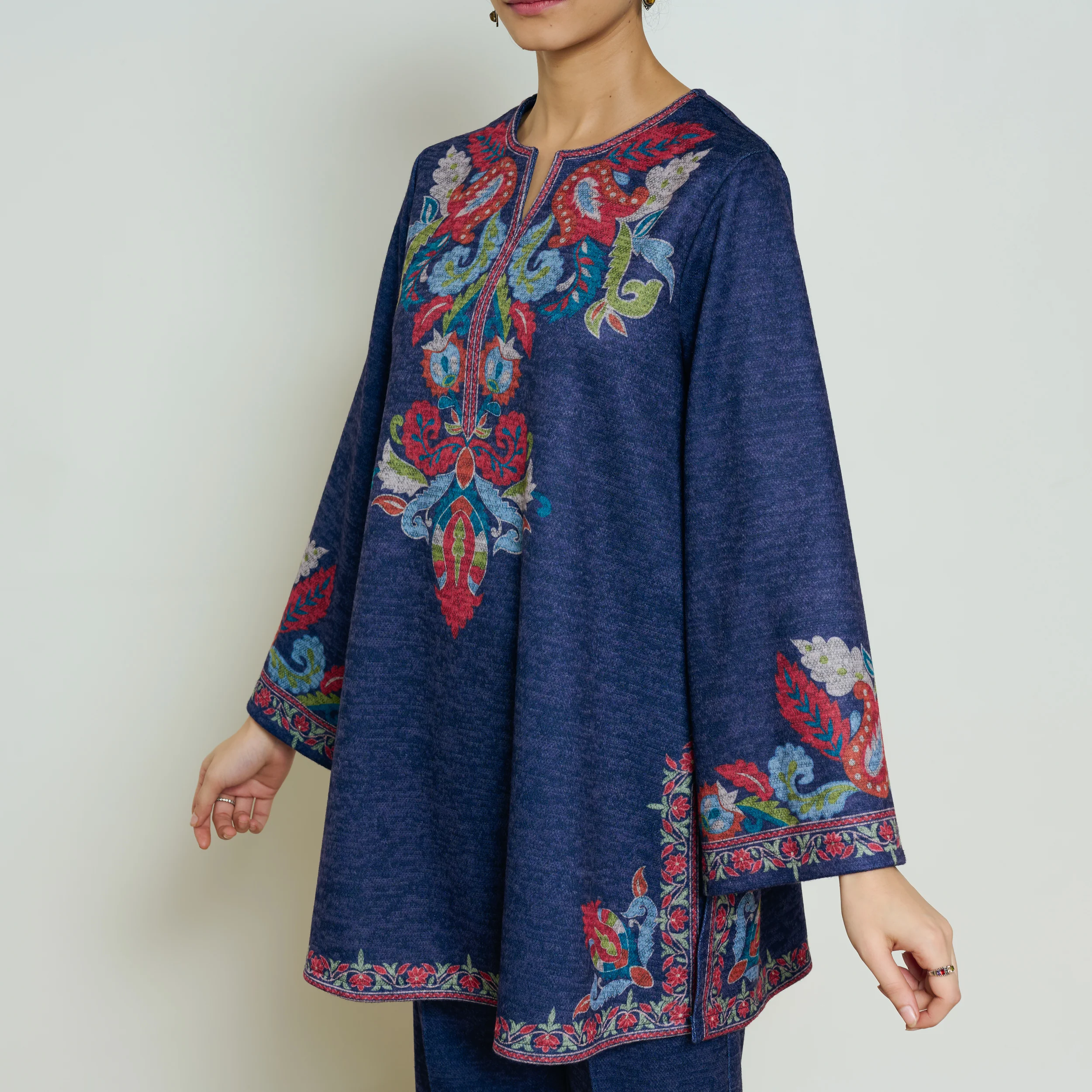 Kashmira Woollen Coord Set - Navy Blue - Image 9