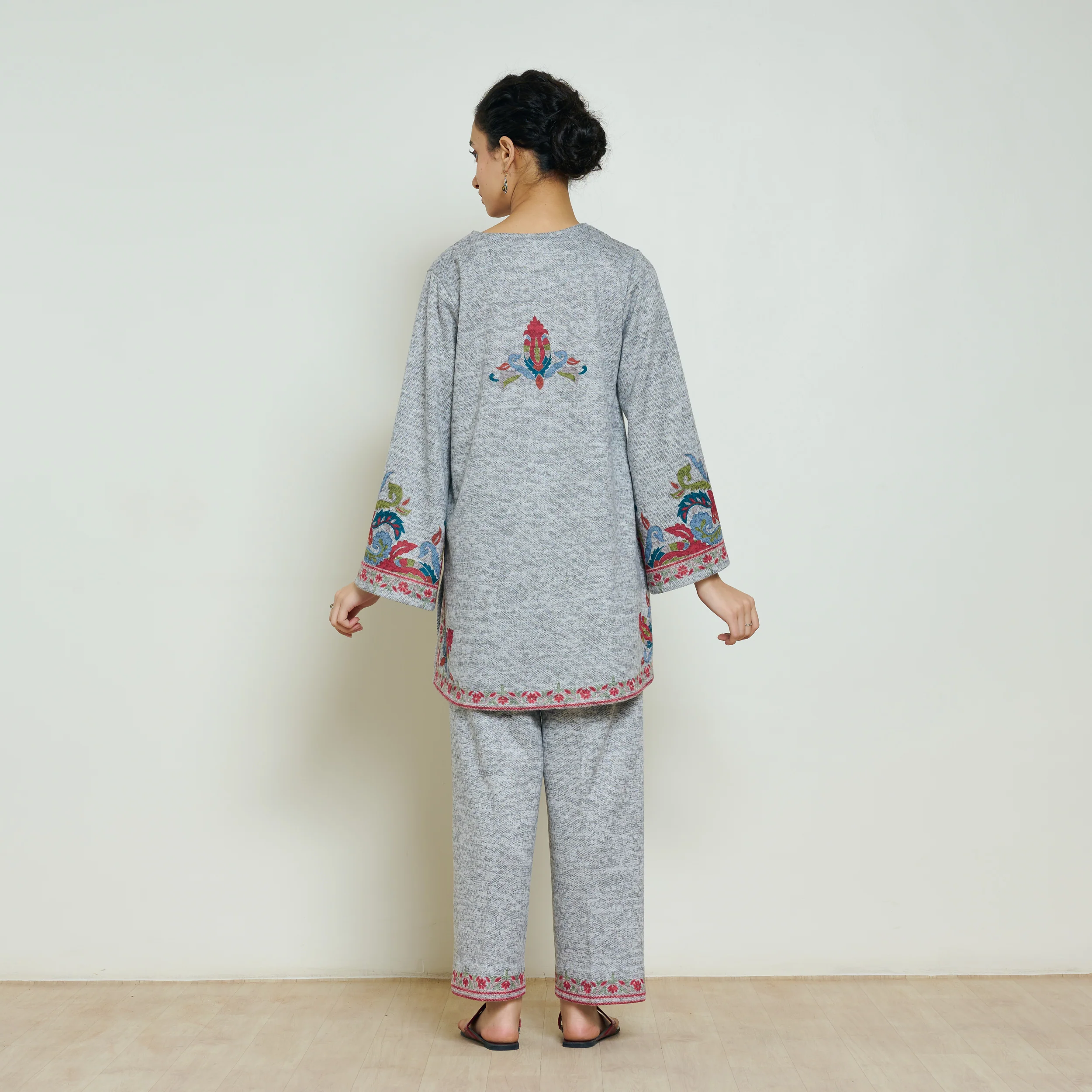 Kashmira Woollen Coord Set - Snow Grey - Image 5
