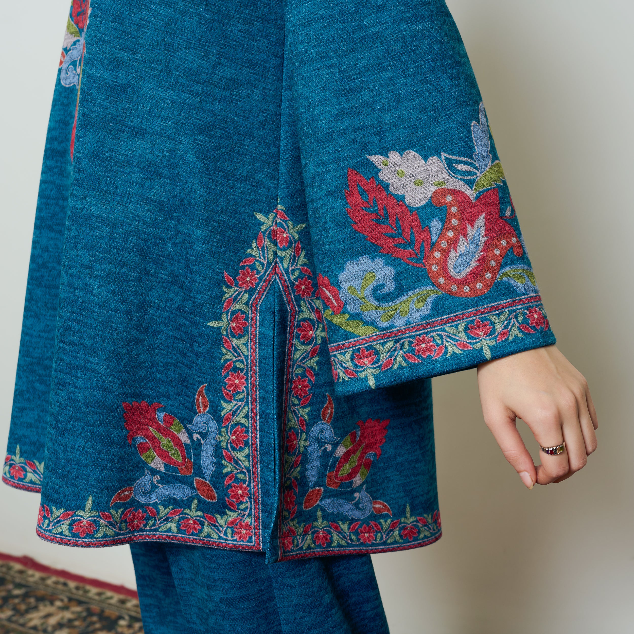 Kashmira Woollen Coord Set - Transformative Teal - Image 10